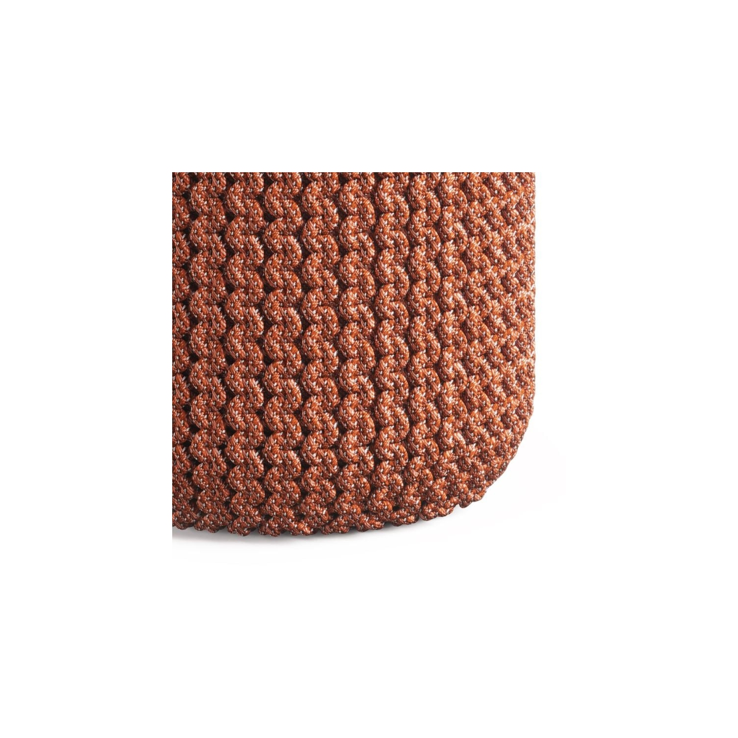 Pemberly Row Traditional Boho Round Fabric Knitted Pouf in Orange