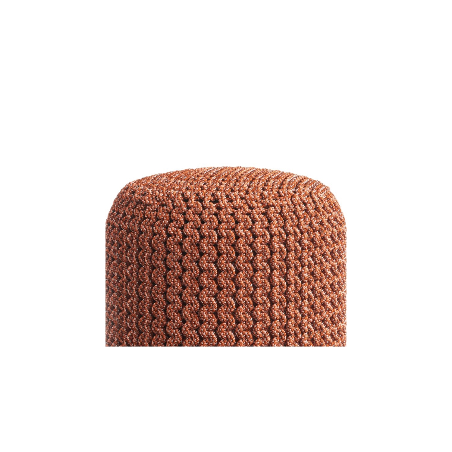 Pemberly Row Traditional Boho Round Fabric Knitted Pouf in Orange