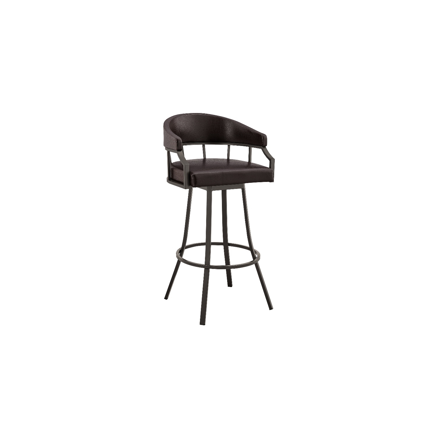 Palmdale 30 in Swivel Brownand Java Brown Metal Bar Stool