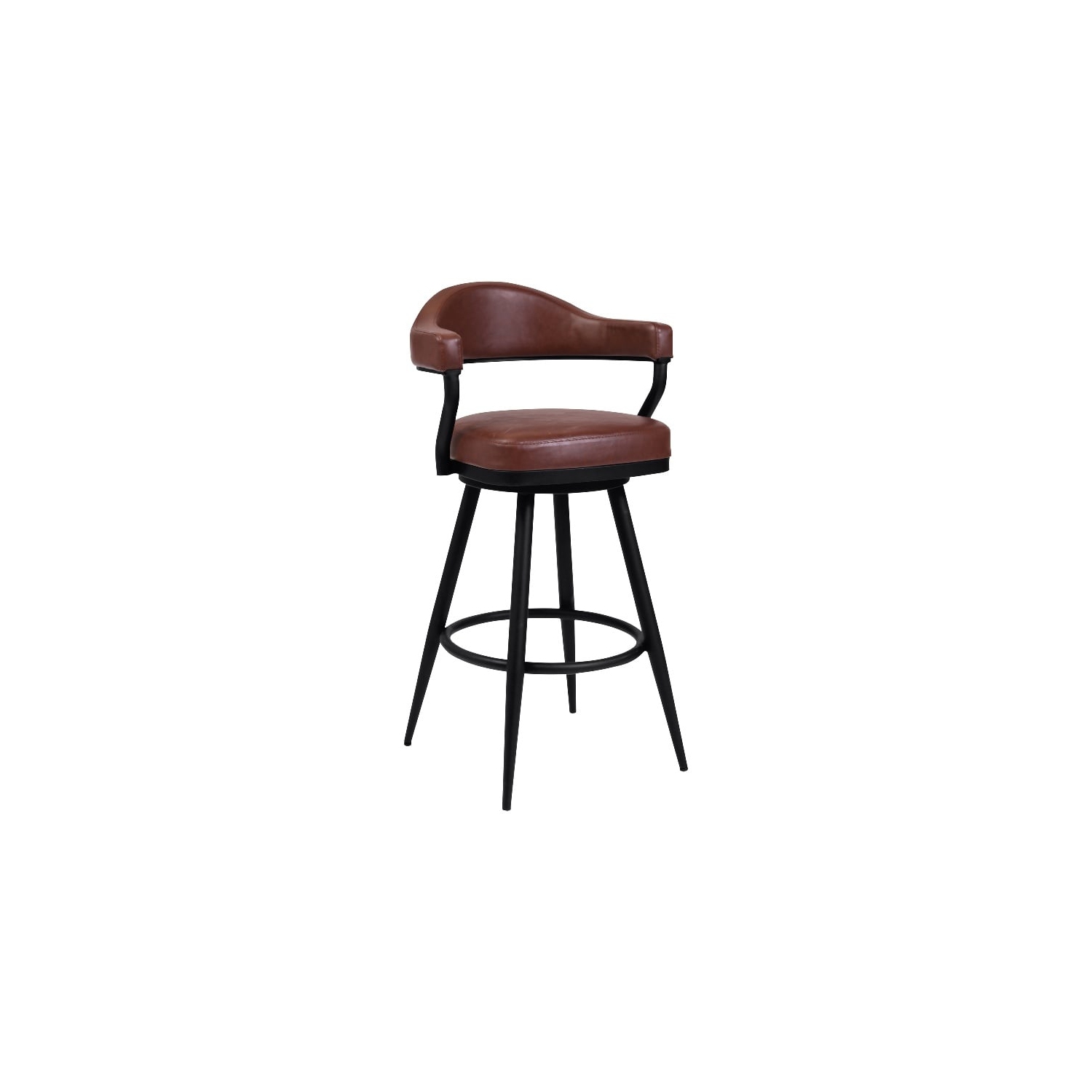 Justin 30 in. Bar Height Swivel Vintage Coffee Bar Stool with Black Metal Legs