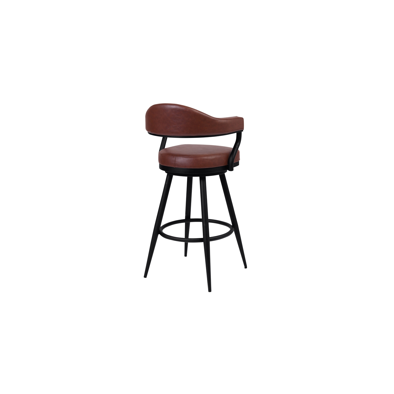 Justin 30 in. Bar Height Swivel Vintage Coffee Bar Stool with Black Metal Legs