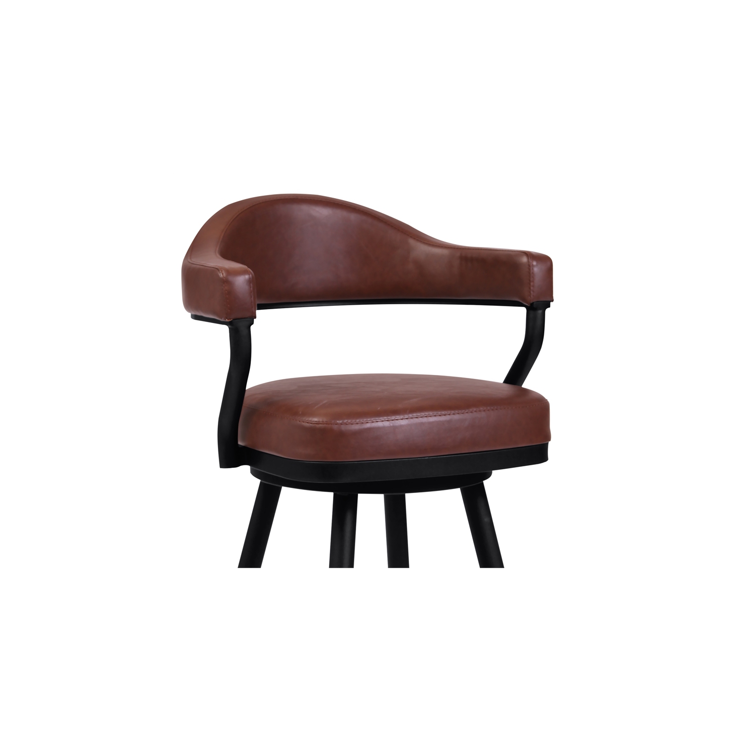 Justin 30 in. Bar Height Swivel Vintage Coffee Bar Stool with Black Metal Legs