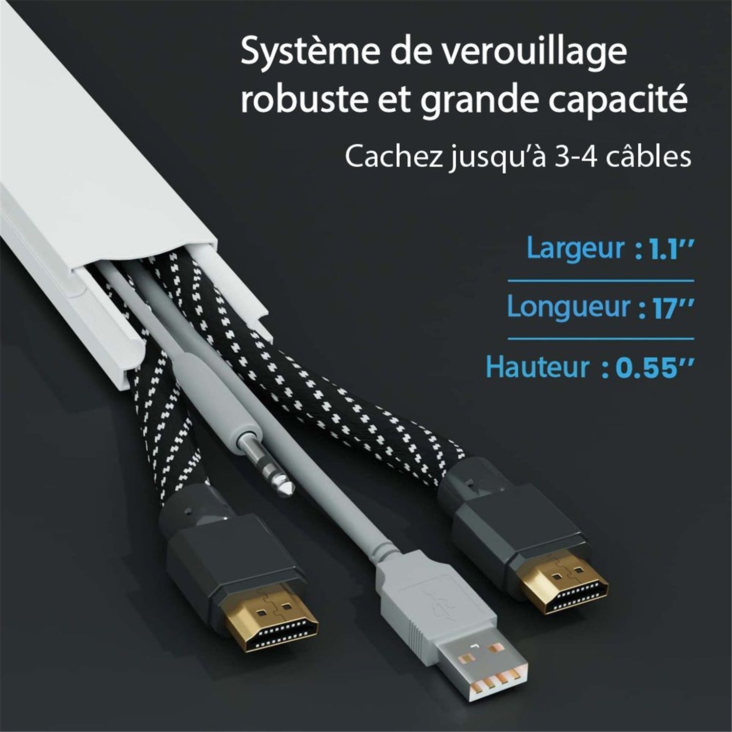 GlobalTone - Ensemble de Cache-fil Mural, Longeur de 150 Pouces, Peinturable, Blanc Brillant