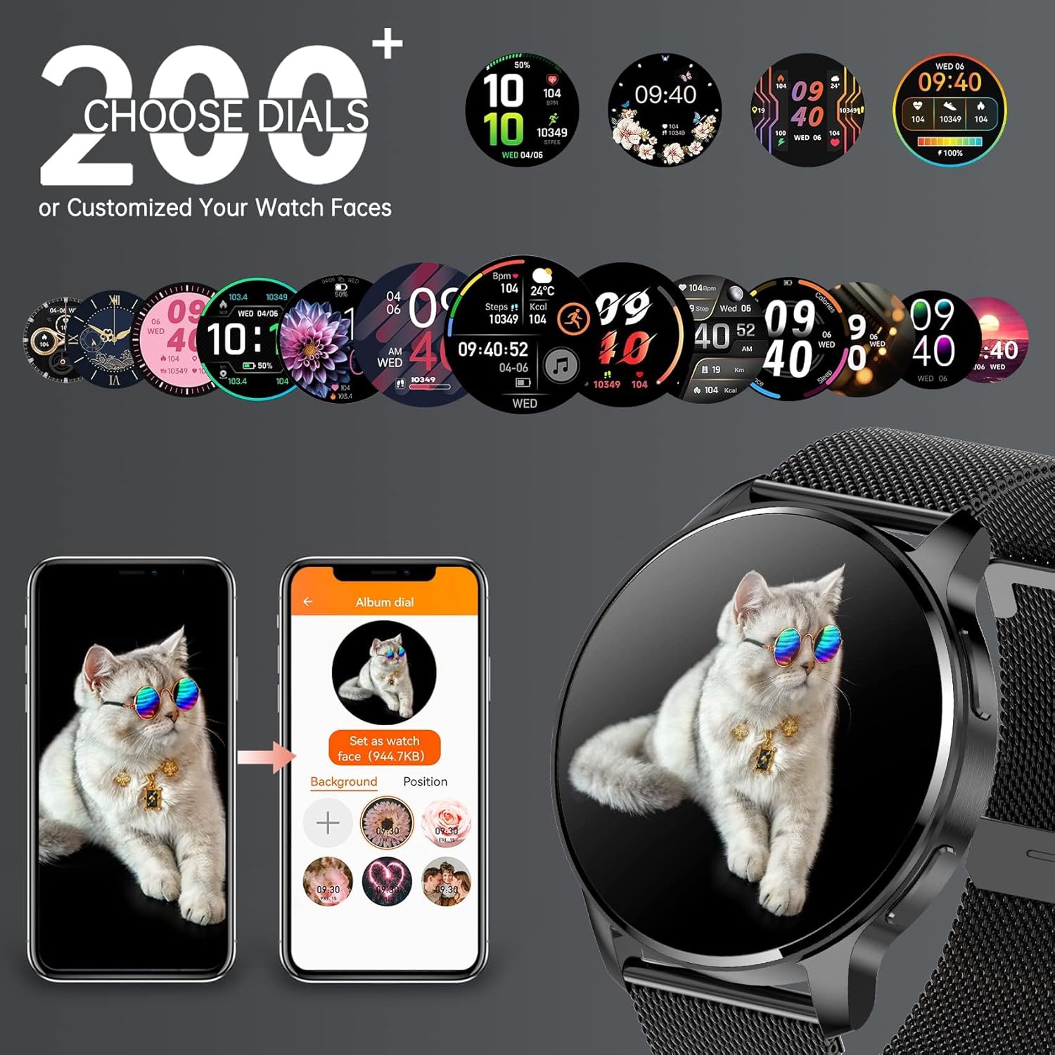 HER Luxury Smart Watch with Bluetooth Calling, 1.32" Custom Dial Fitness Tracker – Heart Rate, Sleep & Step Monitor, Waterproof, Android & iPhone