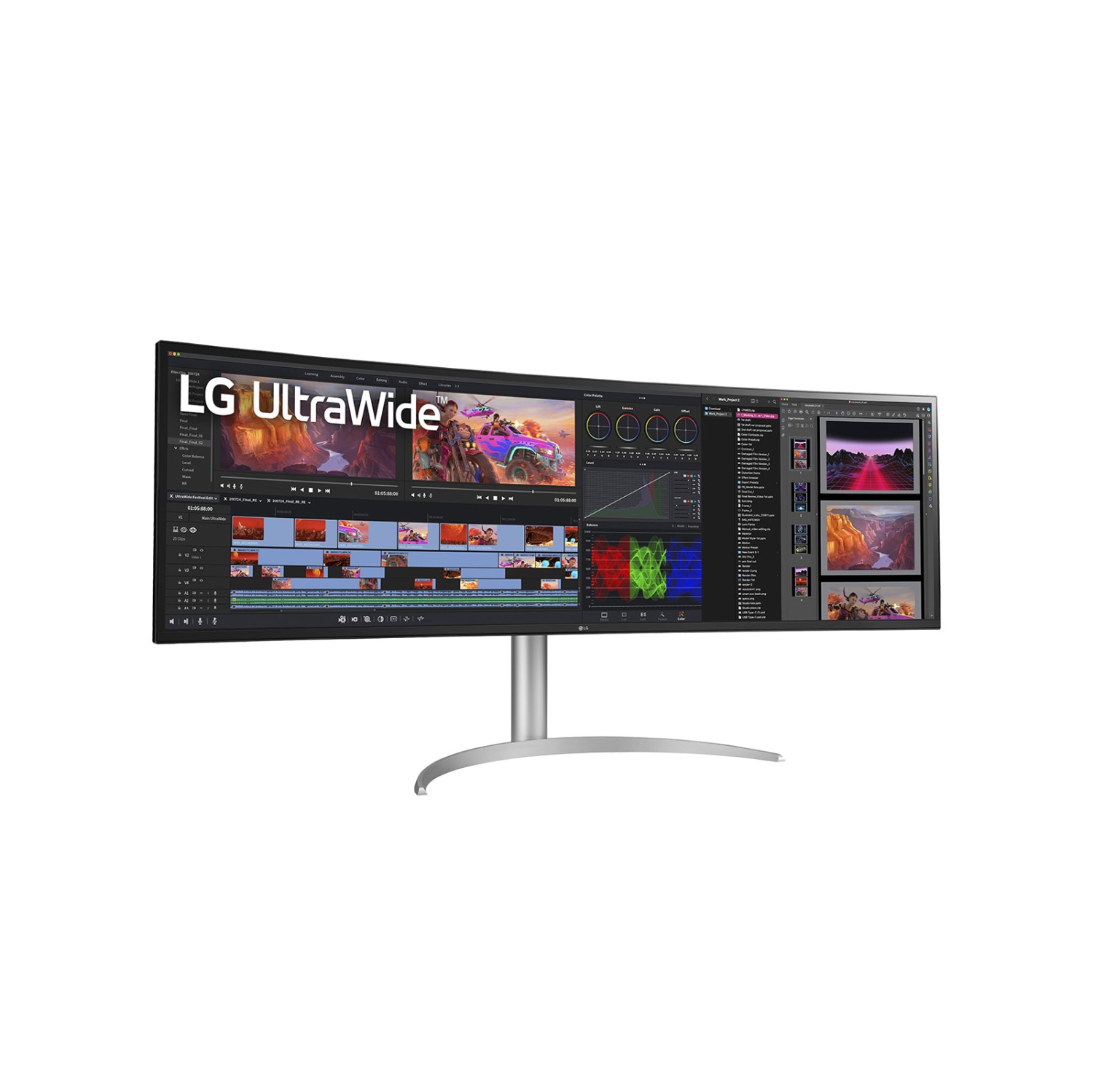 LG UltraWide 49” 32:9 Dual QHD (5120 x 1440) Nano IPS Curved, DCI-P3 98% dHDR 400, USB-C, Height/Tilt/Swivel Adjustable, Built-in Speakers (49WQ95C-W)