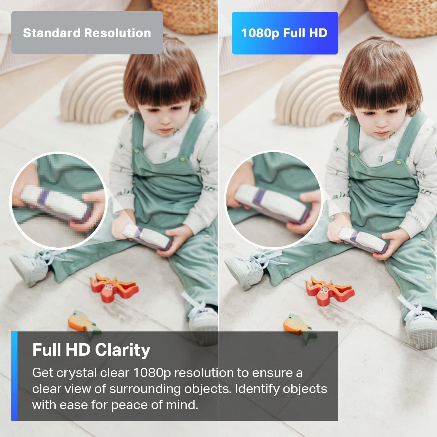 Caméra de surveillance Wi-Fi avec vue à 360 degrés, vision nocturne infrarouge 1080P, audio bidirectionnel, interphone de surveillance et suivi de