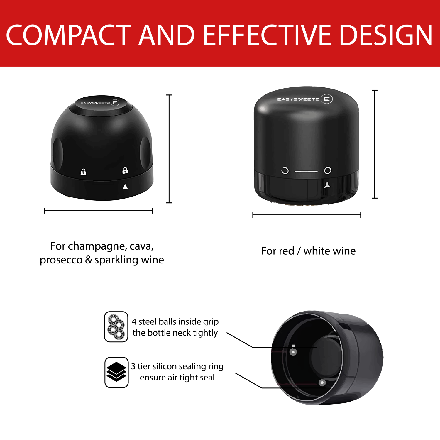 Wine Bottle Stopper and Champagne Bottle Stopper – 4 pieces