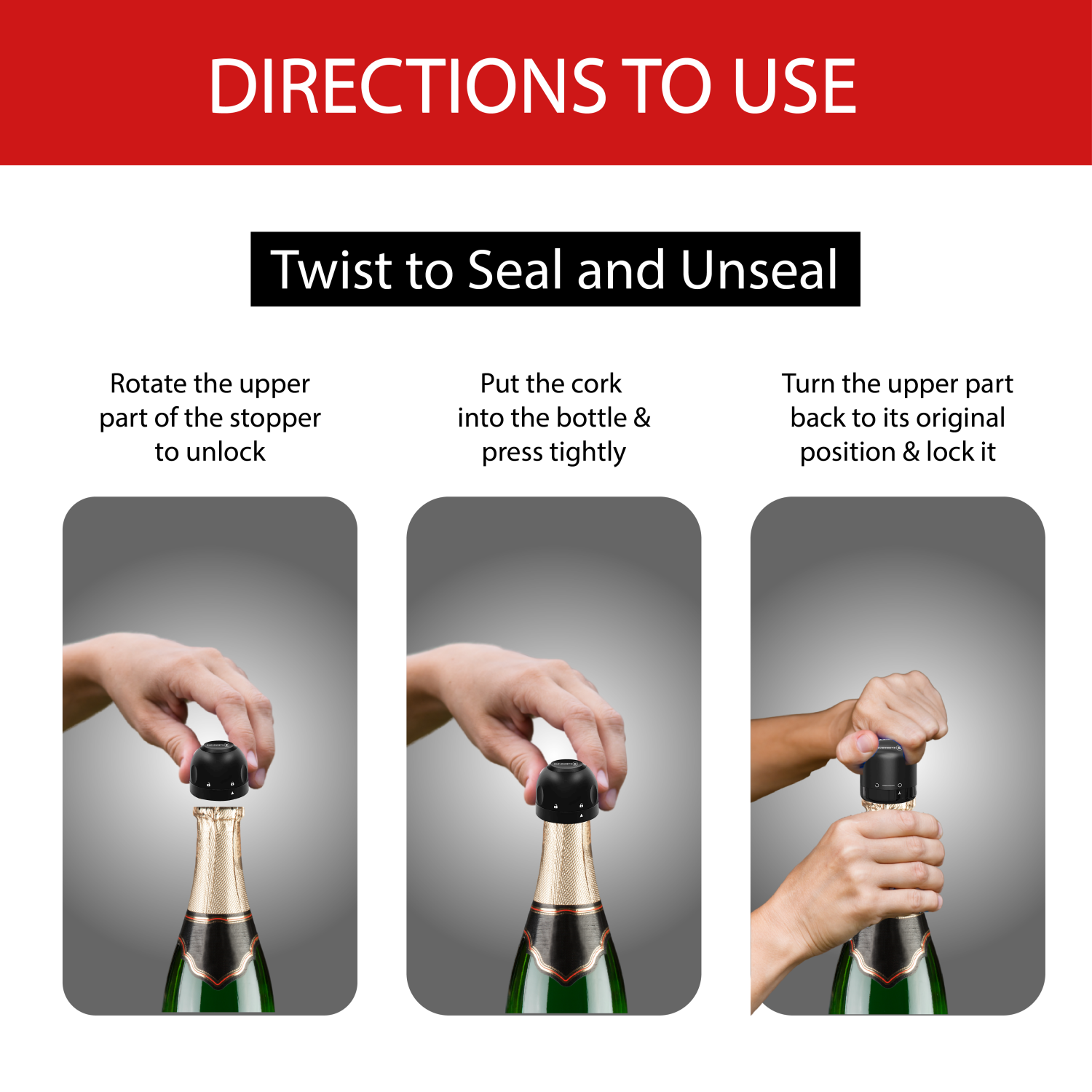 Wine Bottle Stopper and Champagne Bottle Stopper – 4 pieces