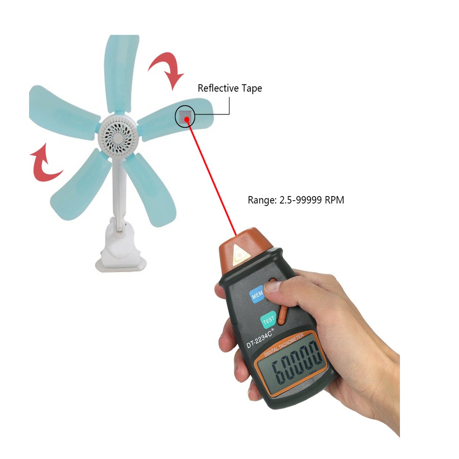 Outil de diagnostic de moteur de jauge de vitesse de tachymètre de tachymètre de tachymètre de photo de laser de Digital