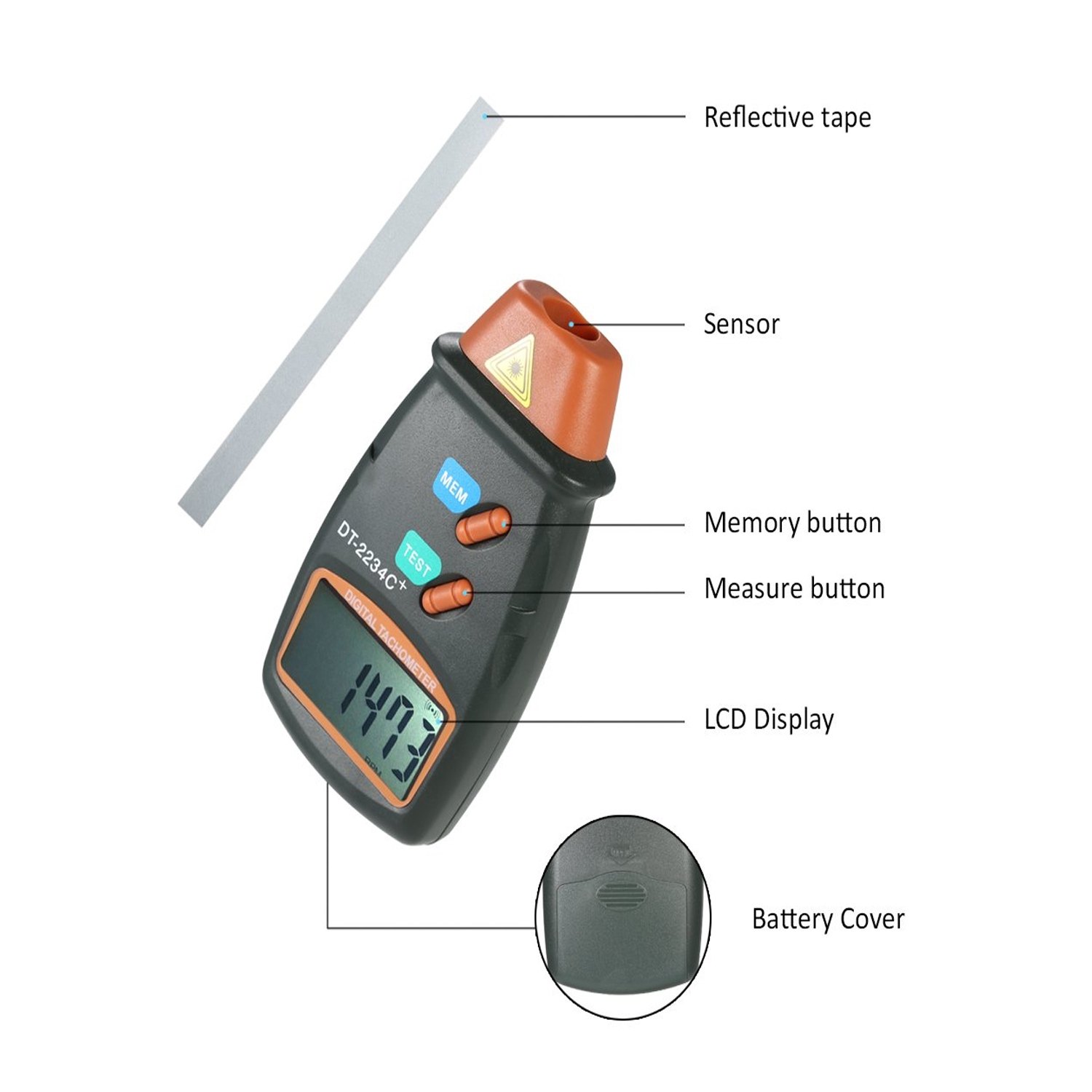 Outil de diagnostic de moteur de jauge de vitesse de tachymètre de tachymètre de tachymètre de photo de laser de Digital