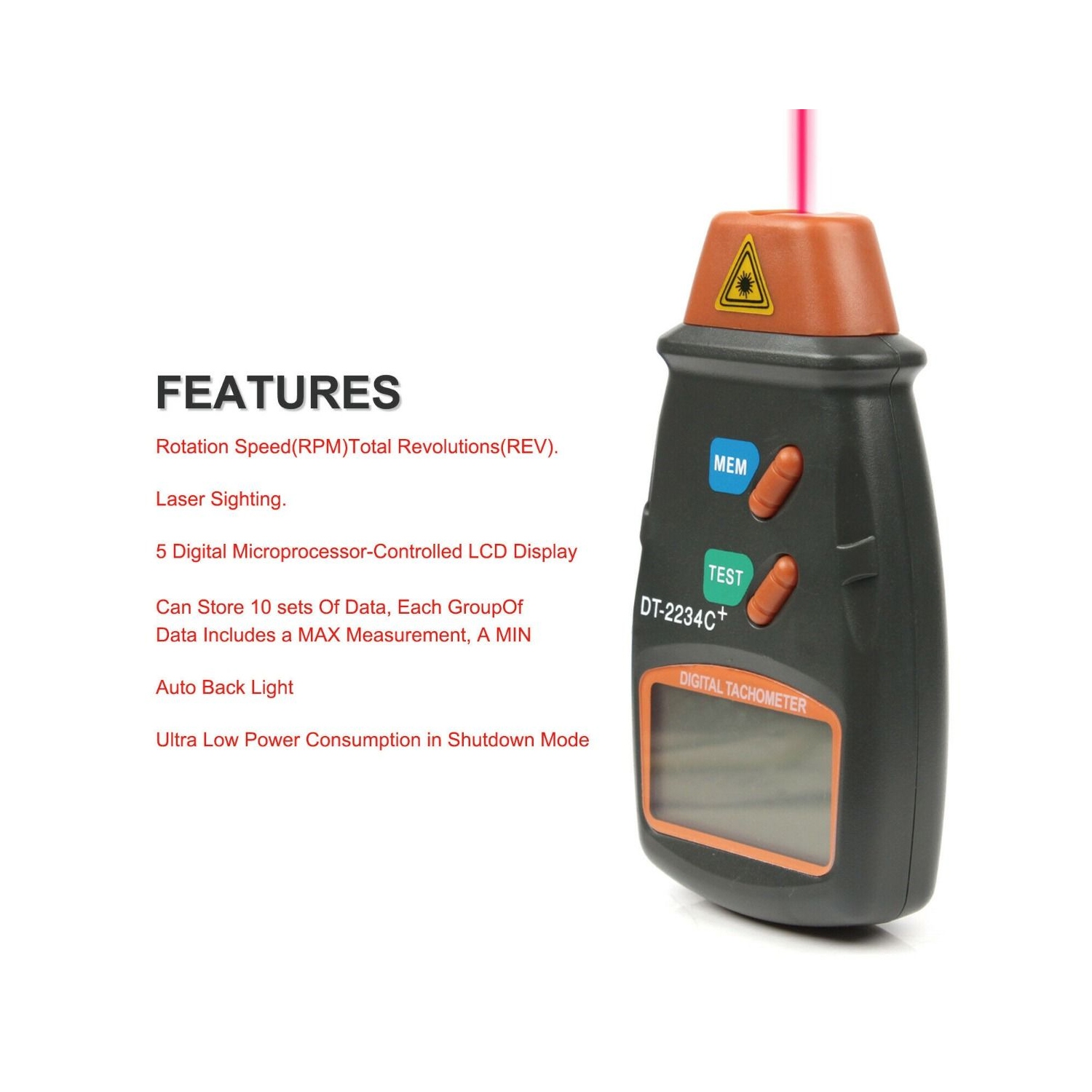 Outil de diagnostic de moteur de jauge de vitesse de tachymètre de tachymètre de tachymètre de photo de laser de Digital