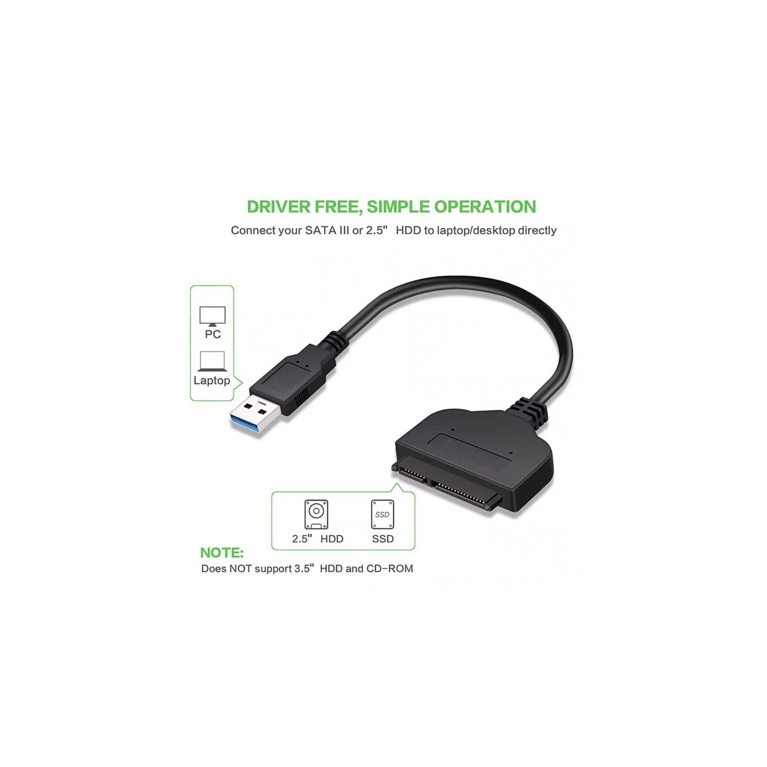 USB 3.0 to SATA III Adapter Cable with UASP SATA to USB Converter
