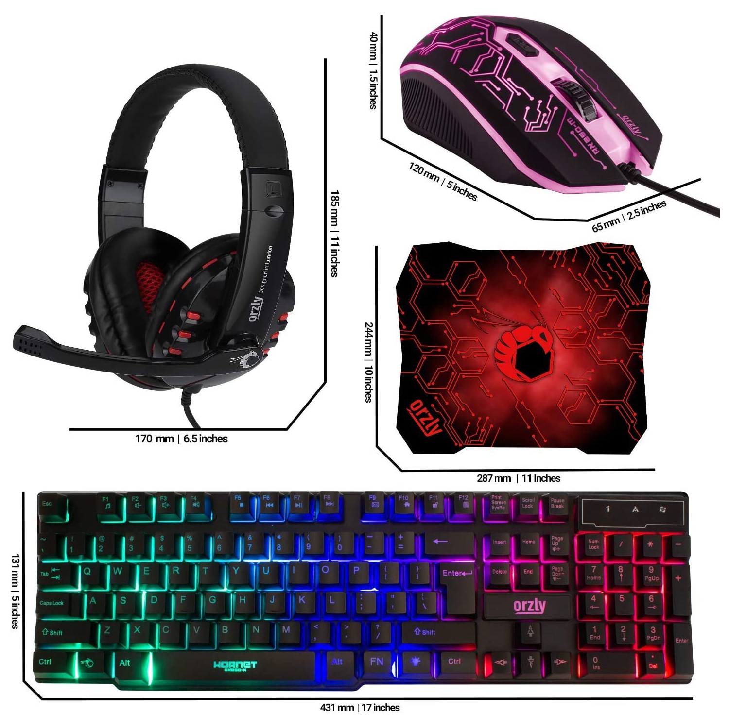 Combo clavier, souris, casque et tapis de souris de jeu 4 en 1, rétroéclairage LED RGB filaire, offre groupée pour les joueurs PC, Xbox et PS4.