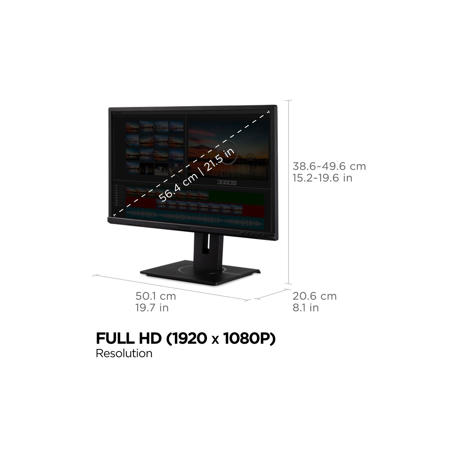 ViewSonic – Moniteur ergonomique inclinable 40 degrés VG2240 VG2240 1080p 22&nbsp;po avec HDMI, DP et VGA