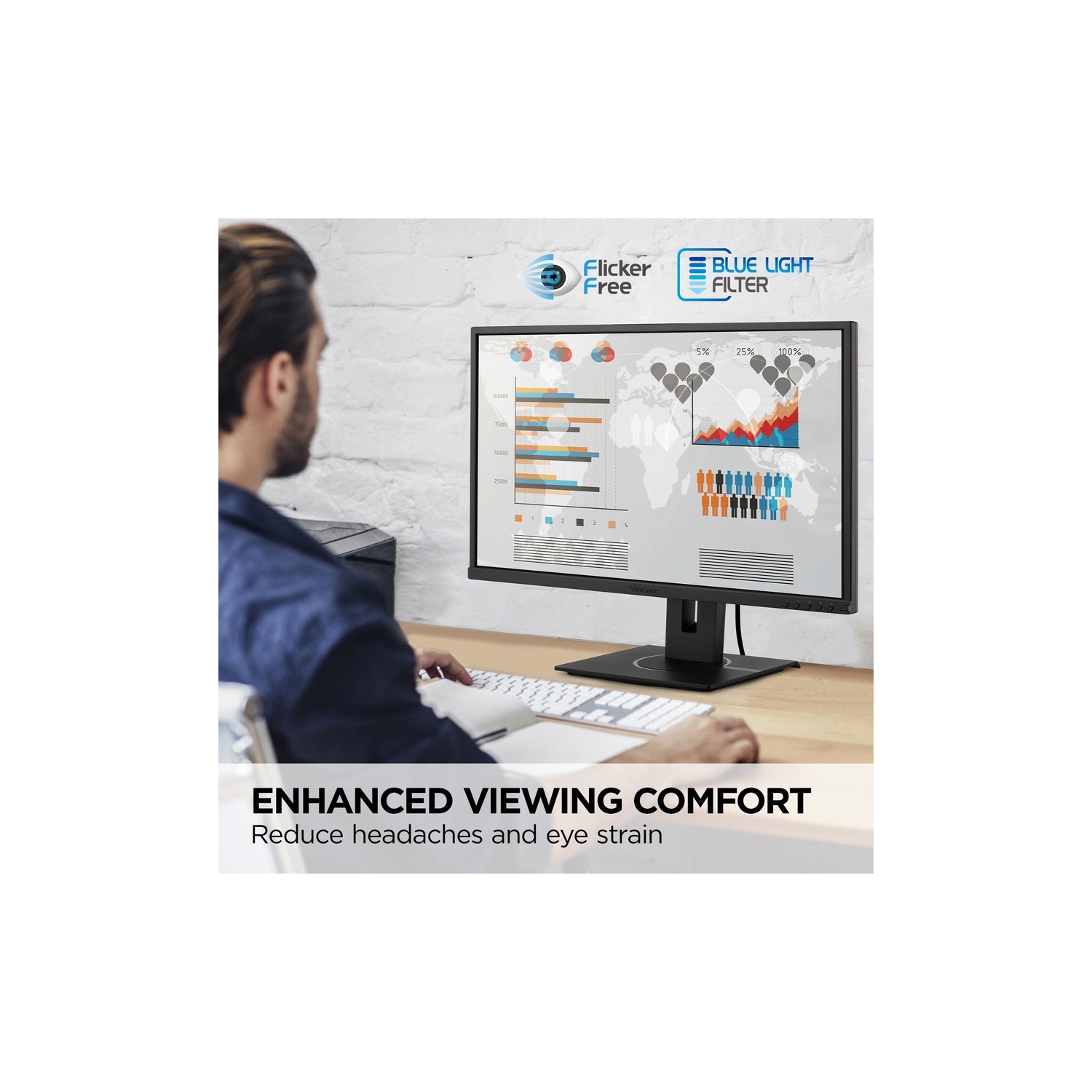 ViewSonic – Moniteur ergonomique inclinable 40 degrés VG2240 VG2240 1080p 22&nbsp;po avec HDMI, DP et VGA