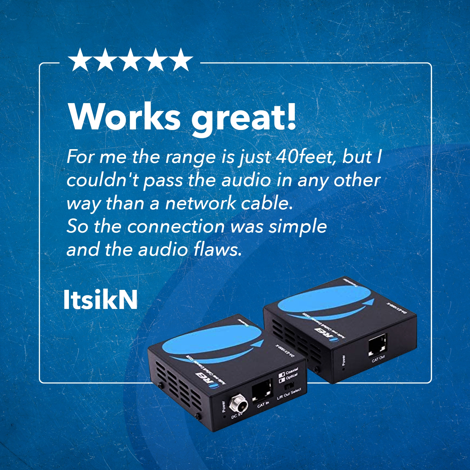 Digital Audio Over CAT5 Extender Upto 1000 Feet - Extend Digital Optical Coxial Toslink Signal Over LAN Ethernet PoC For Long Distance Extension