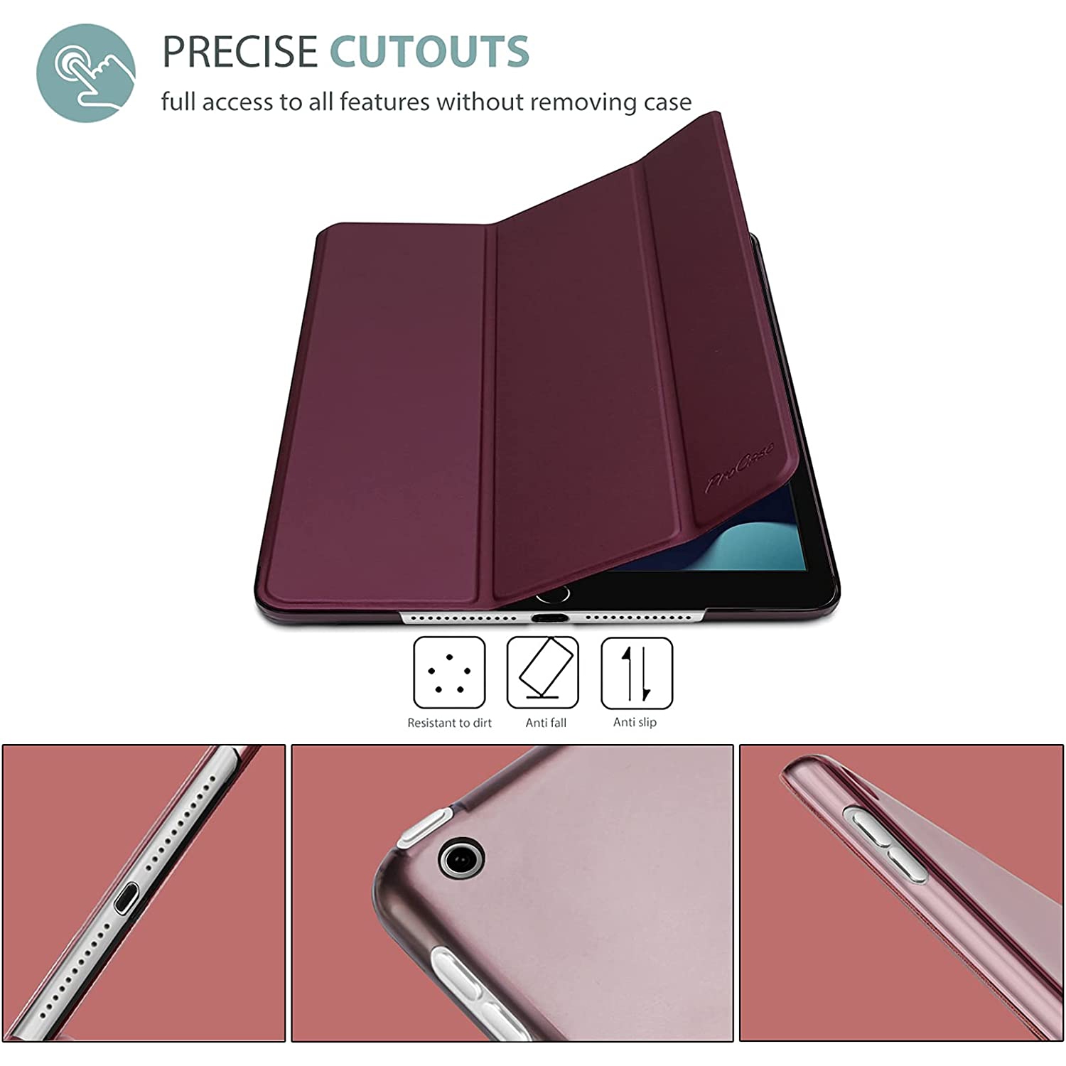 SuperShield Case for iPad, Smart Cover Auto Wake/Sleep (Purple)