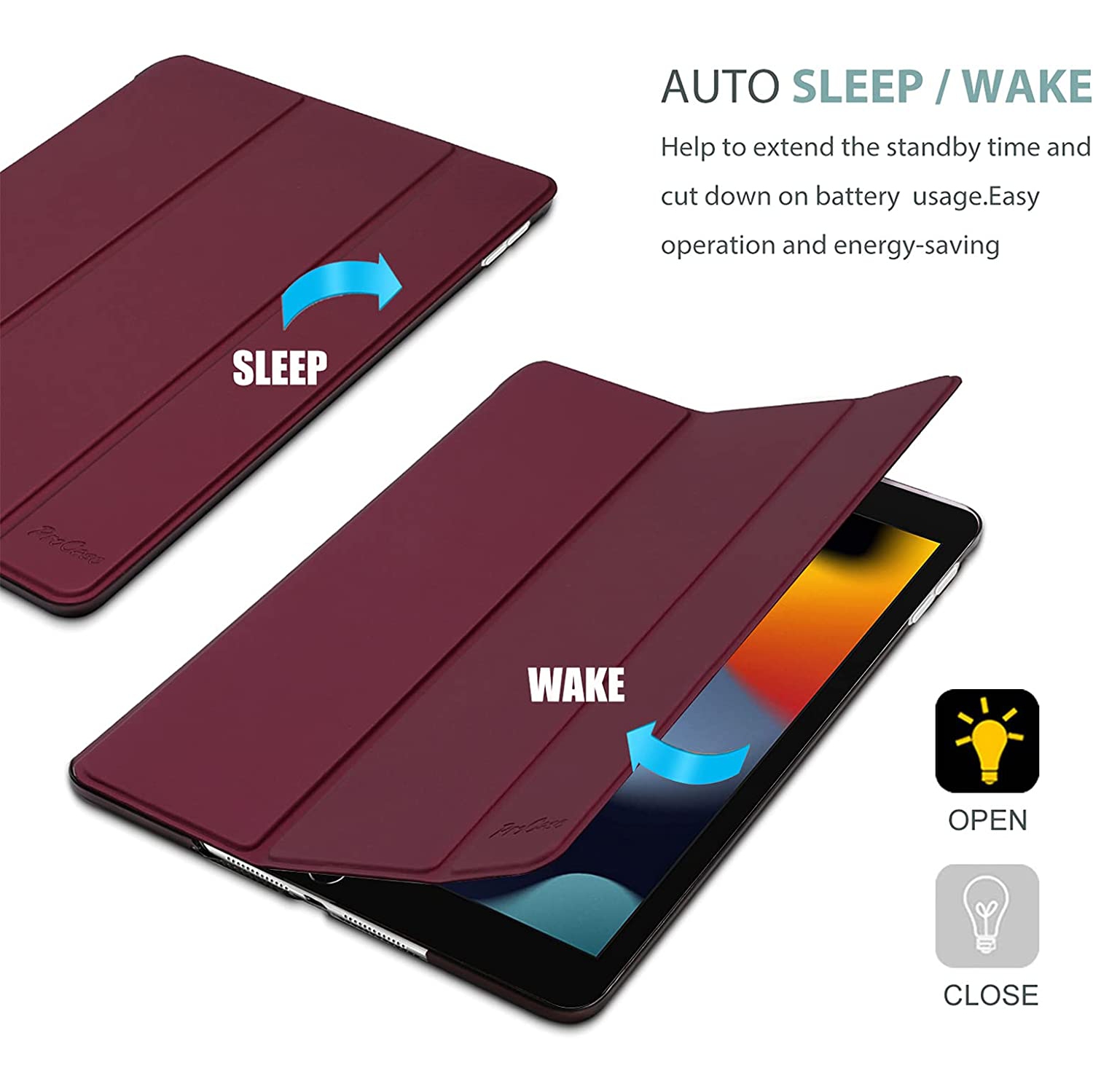 SuperShield Case for iPad, Smart Cover Auto Wake/Sleep (Purple)