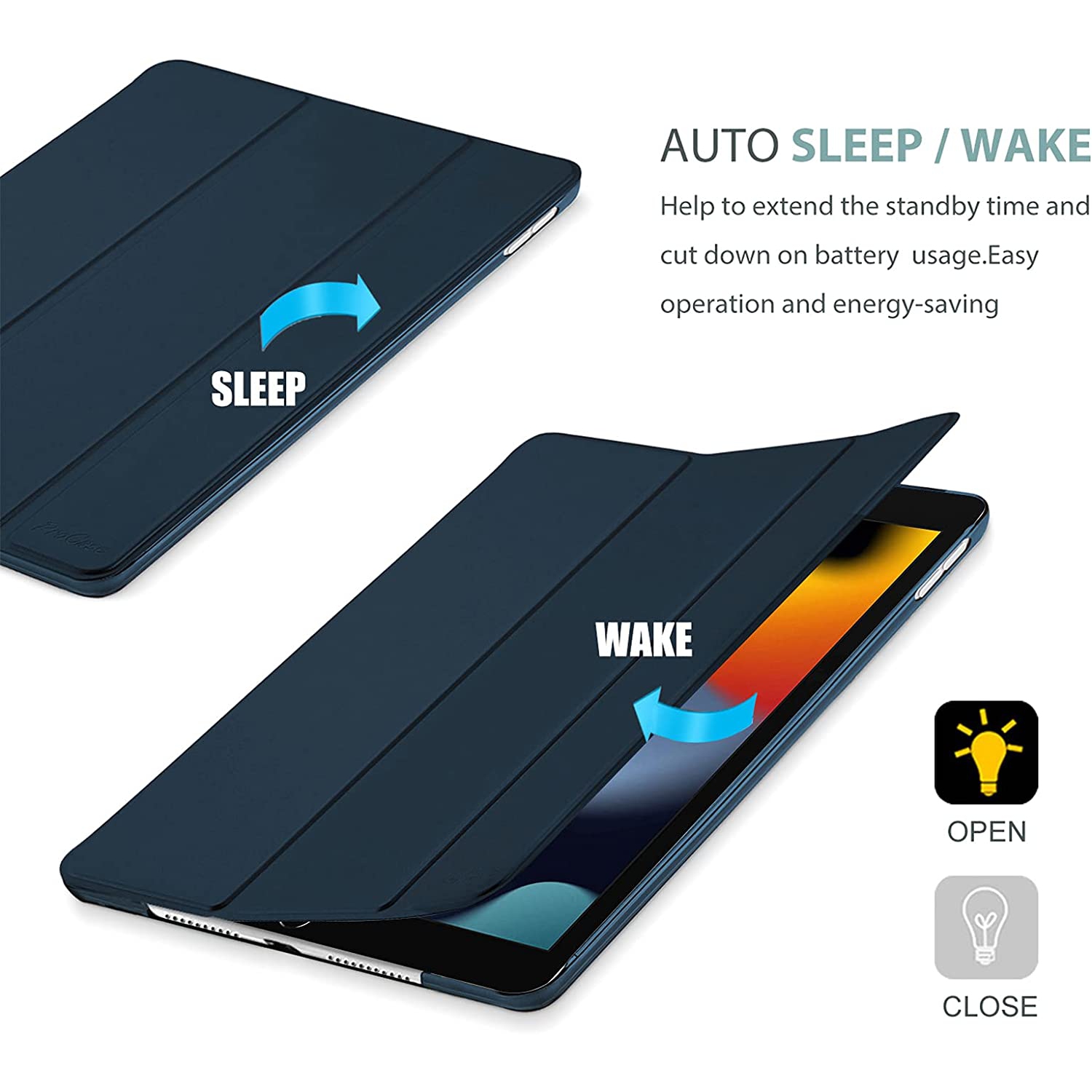 SuperShield Case for iPad, Smart Cover Auto Wake/Sleep (Blue)