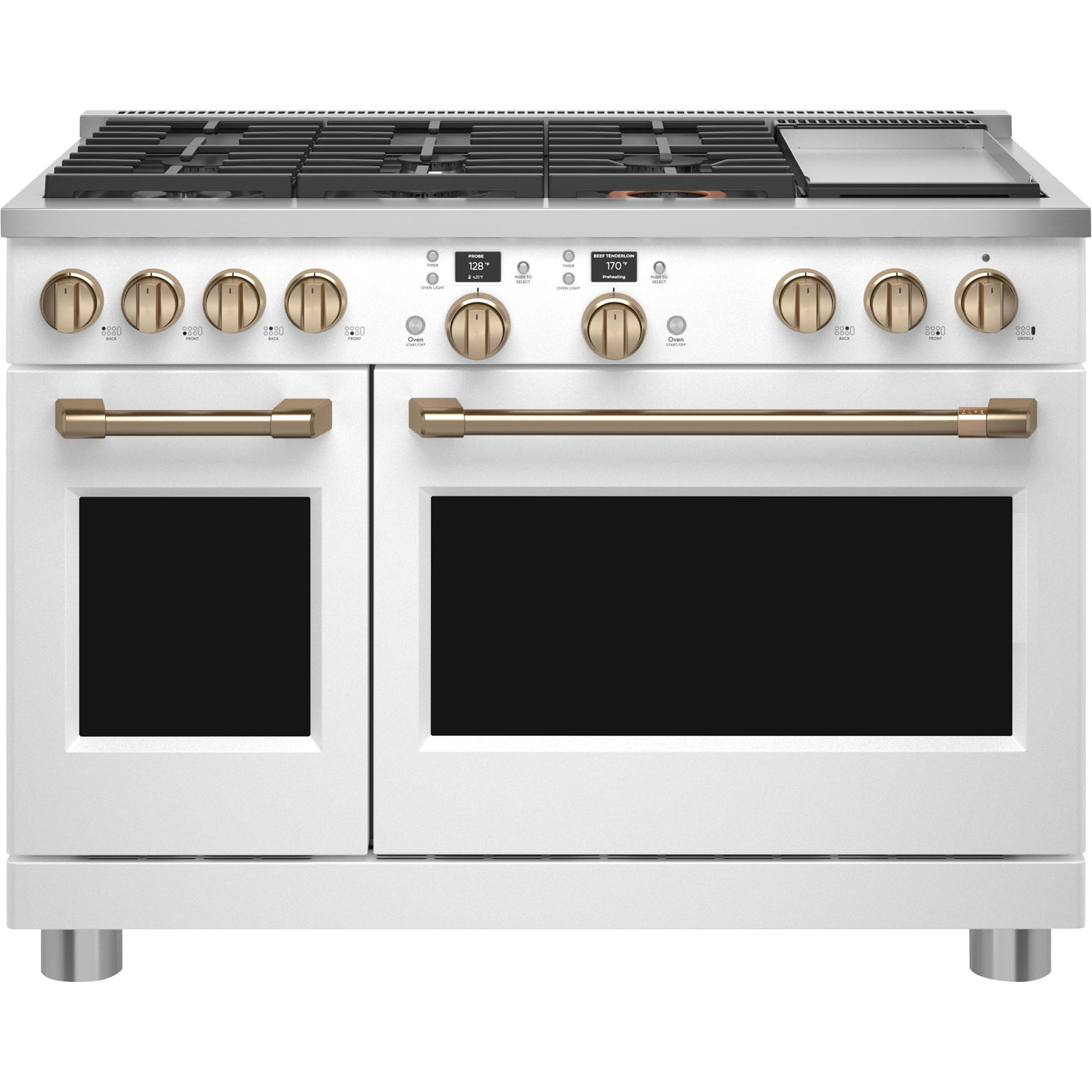 Café 48" 8.25 Cu Ft Double Oven 6-Burner Freestanding Dual Fuel Air Fry Range (C2Y486P4TW2) - Matte White