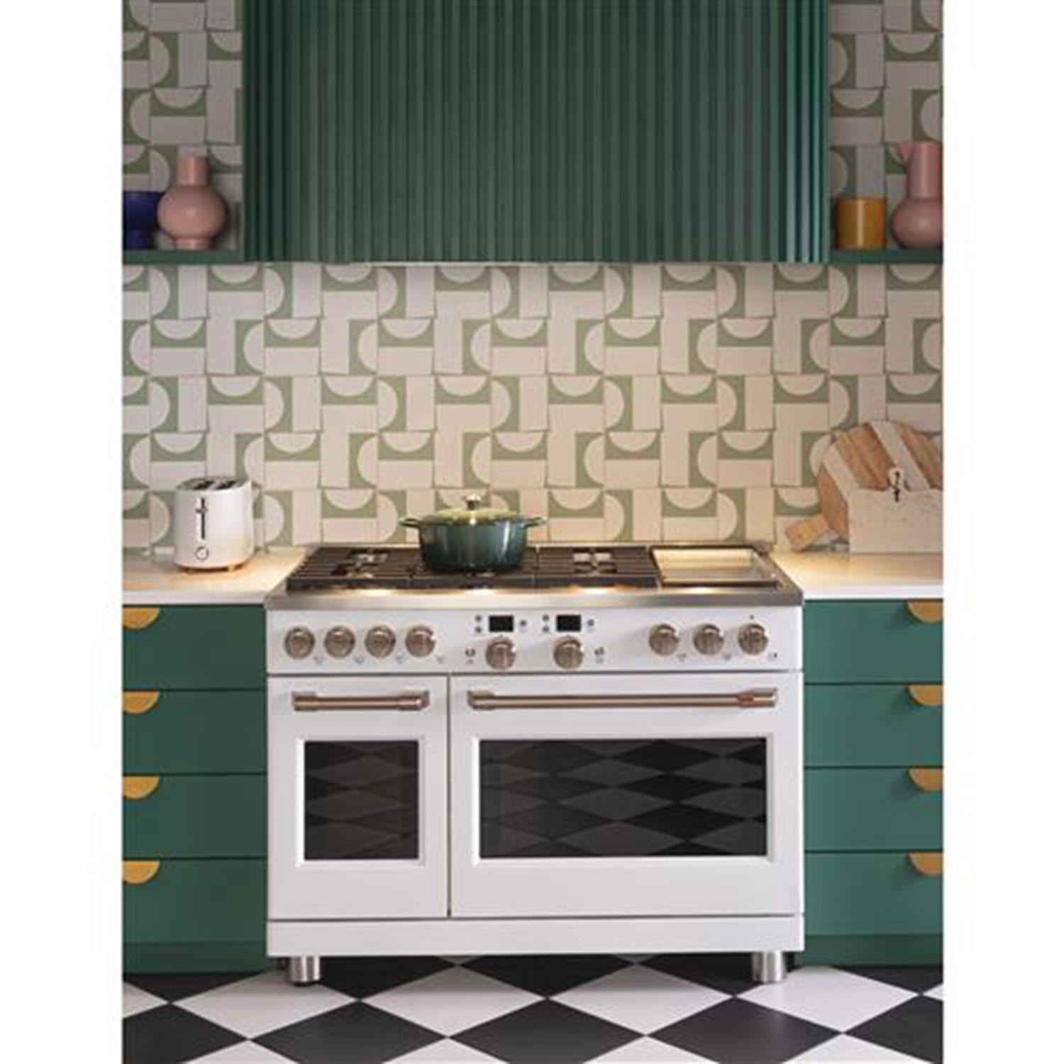 Café 48" 8.25 Cu Ft Double Oven 6-Burner Freestanding Dual Fuel Air Fry Range - Matte White