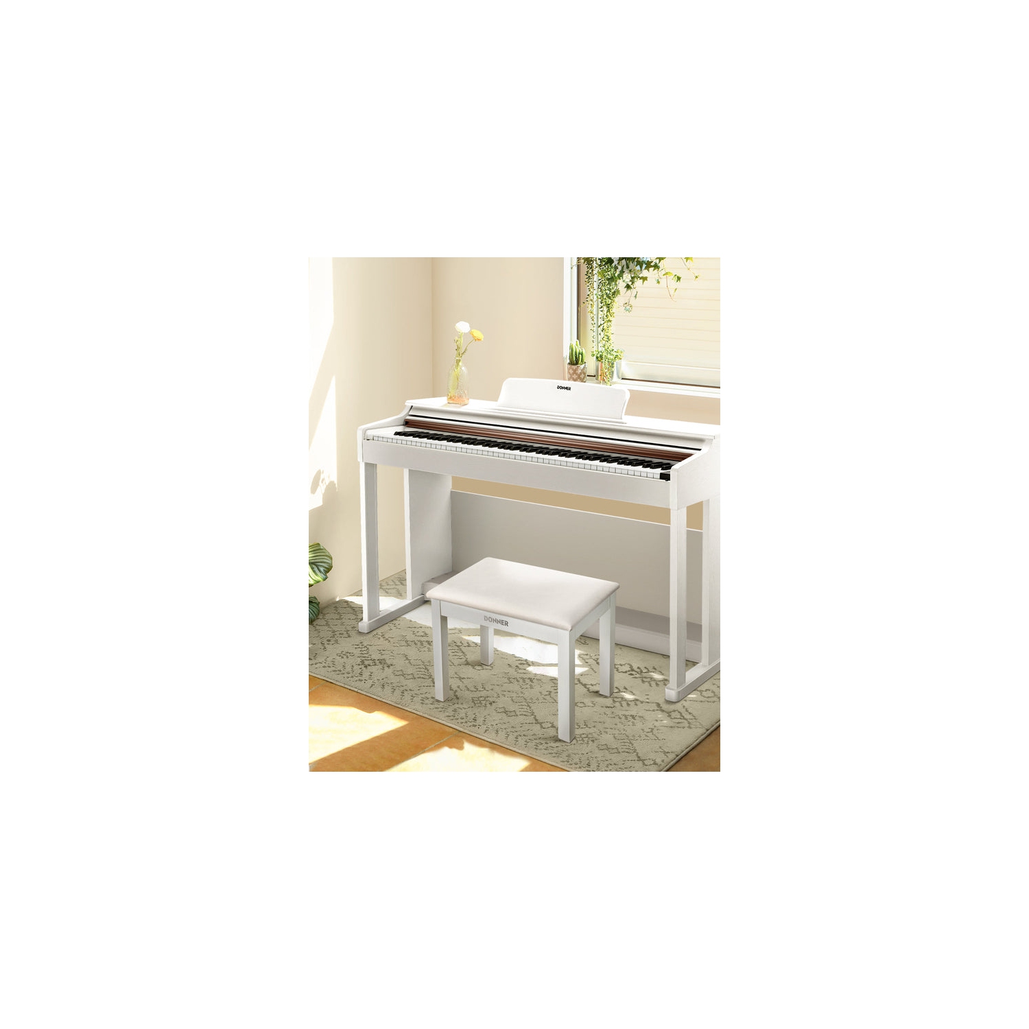 Donner DKB-10 Wood Keyboard Bench with Storage White