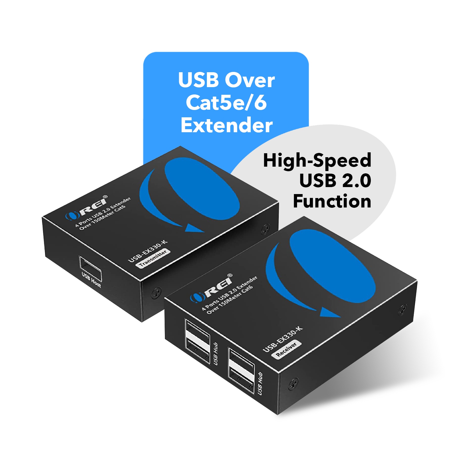Prolongateur USB sur Ethernet jusqu’à 330 pi - prolonge le signal USB 2.0 sur le câble Ethernet LAN CAT5e/6 avec 4 ports