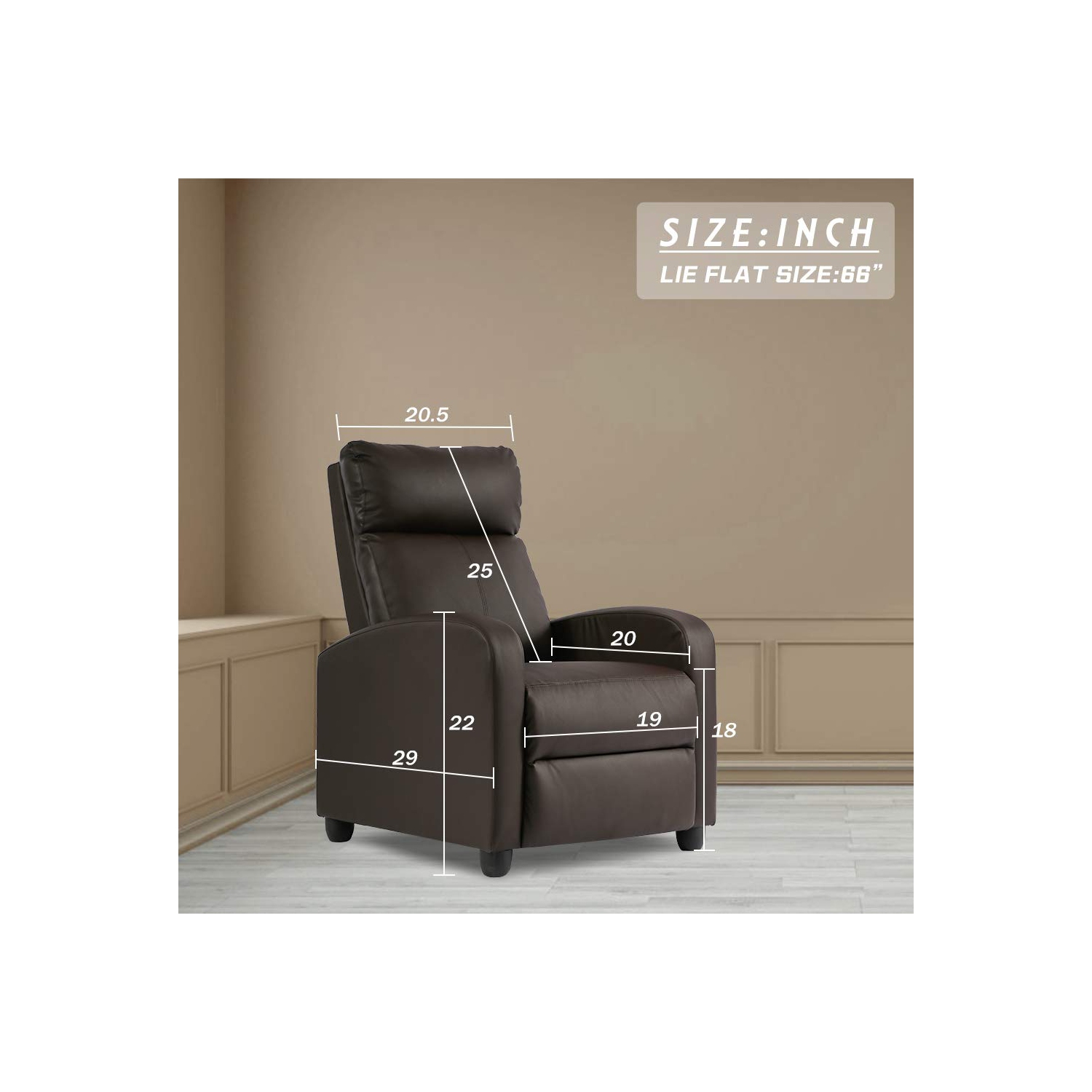 Furniture One Recliner Chair Single Leather Brown