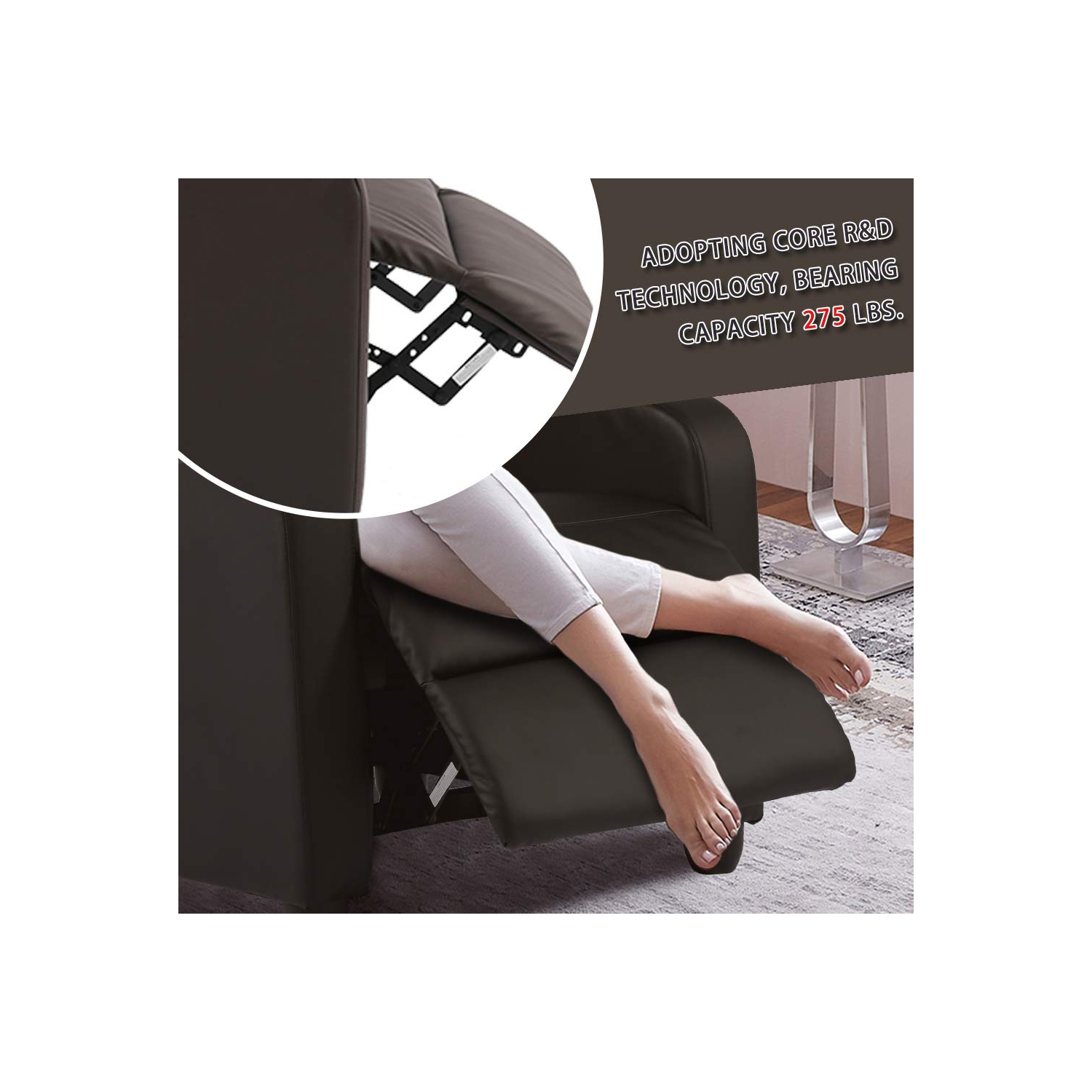 Furniture One Recliner Chair Single Leather Brown