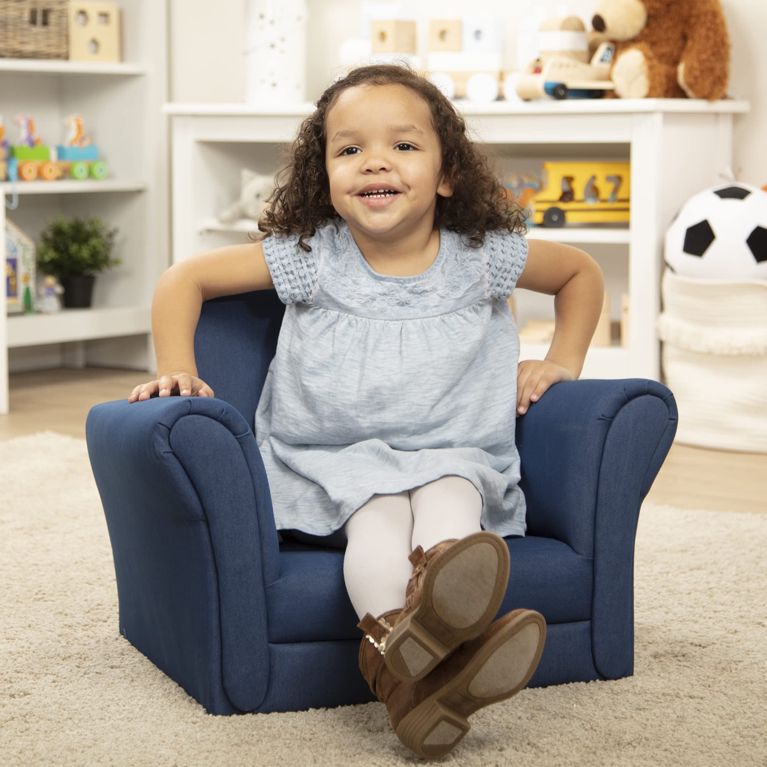 Furniture One Child’s Armchair 46.48 cm H x 44.45 cm W x 58.42 cm Denim