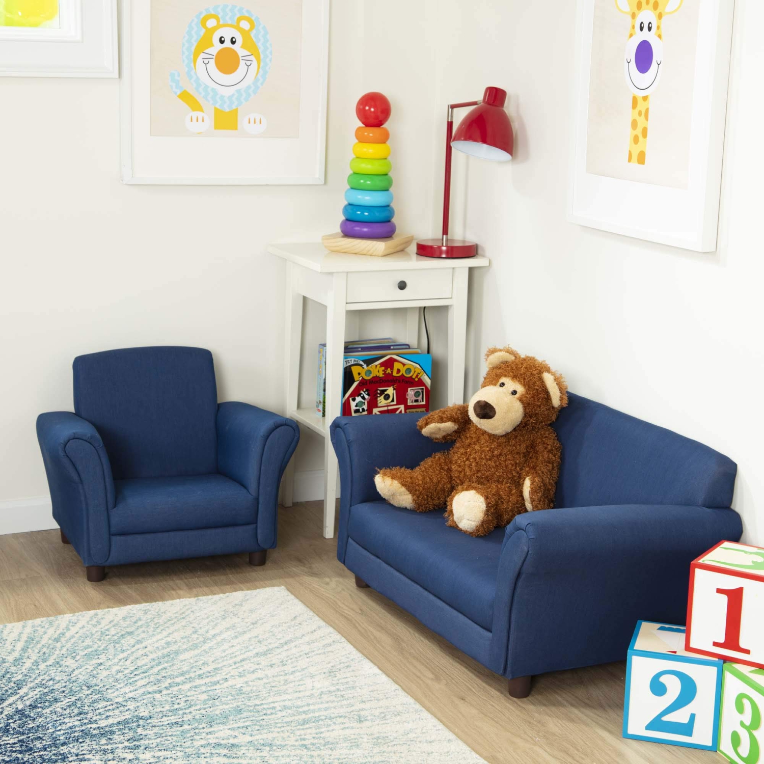 Furniture One Child’s Armchair 46.48 cm H x 44.45 cm W x 58.42 cm Denim