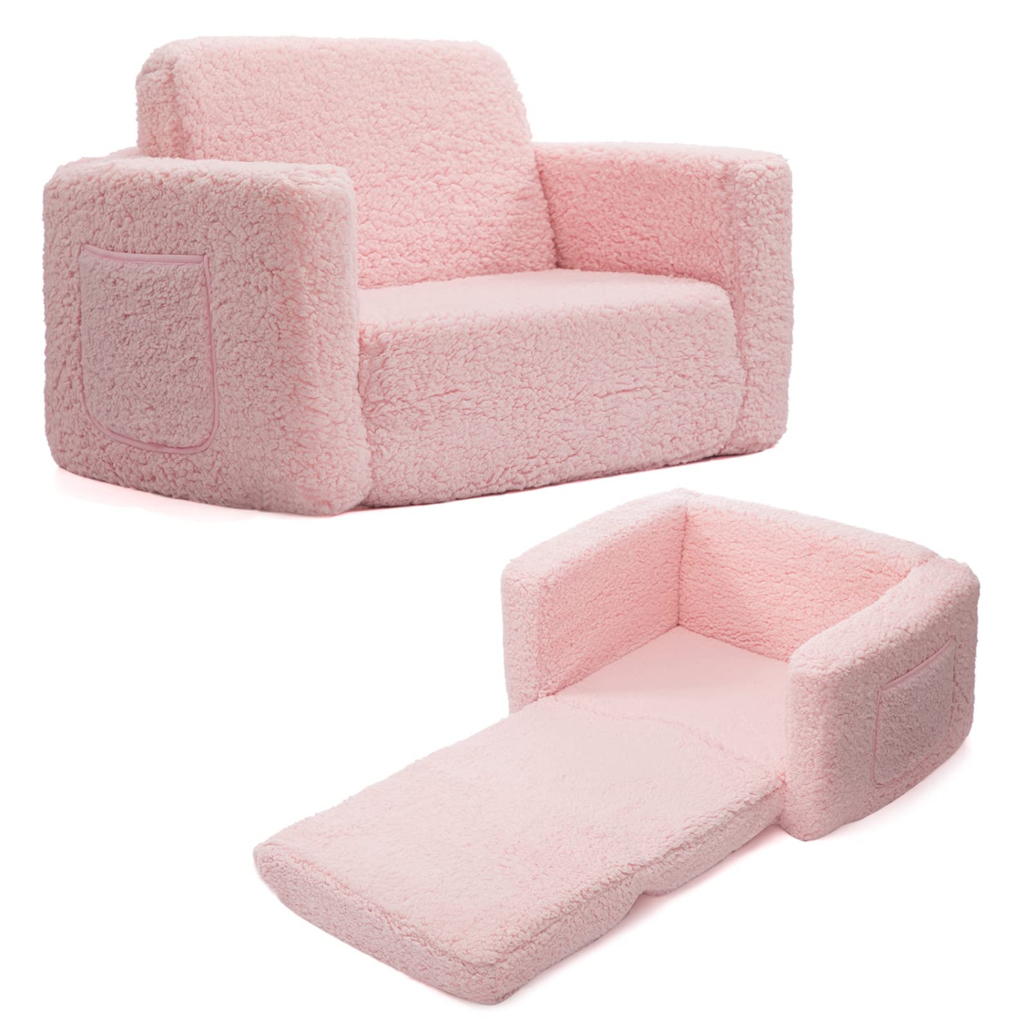 Furniture One 2-in-1 Convert Sofa to Lounger Pink