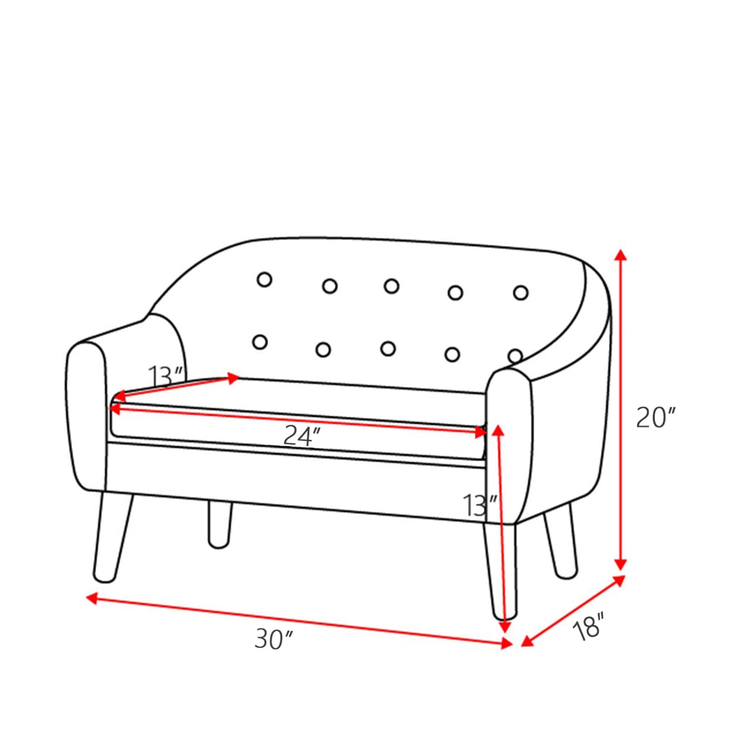 Furniture One 30-Inch Kids Sofa Couch Gray