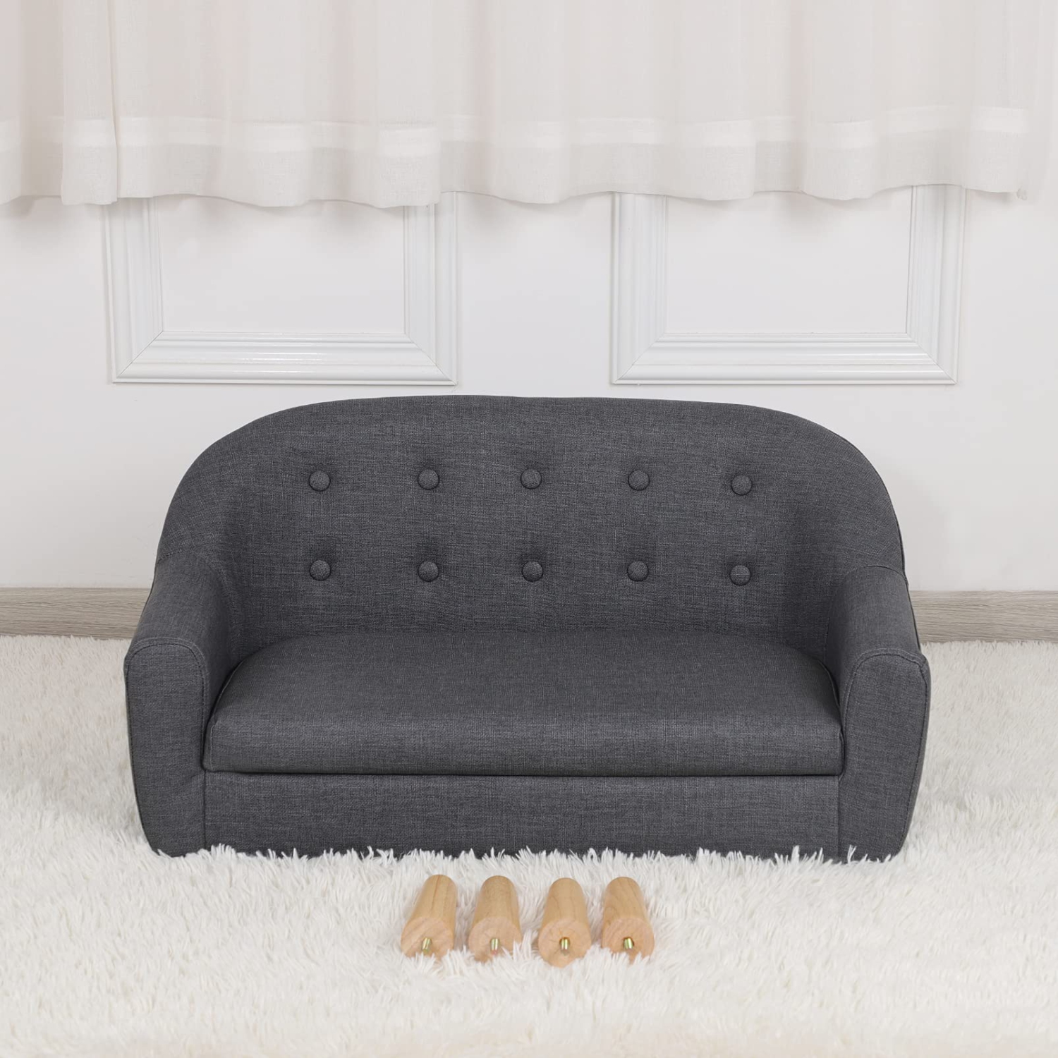 Furniture One 30-Inch Kids Sofa Couch Gray