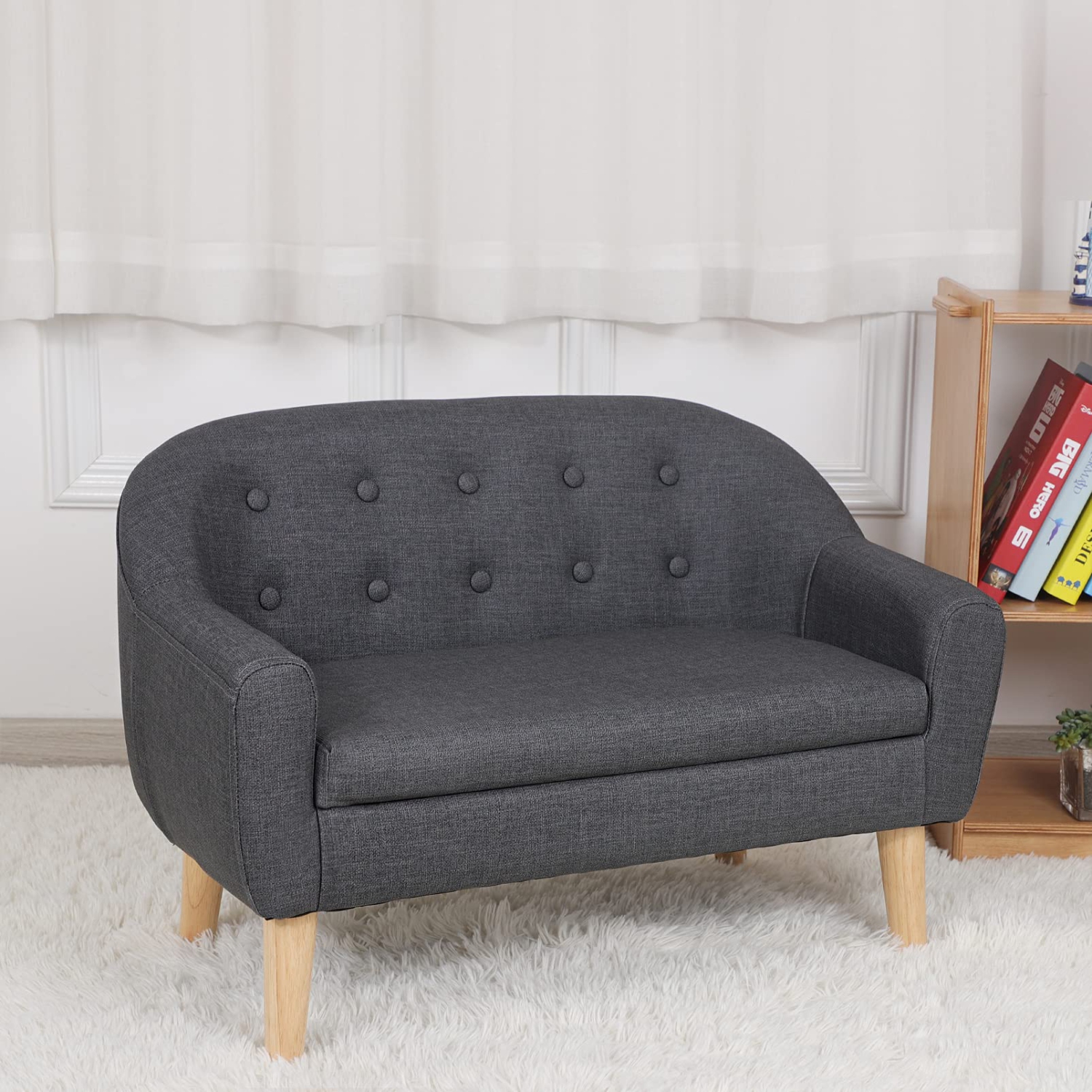 Furniture One 30-Inch Kids Sofa Couch Gray