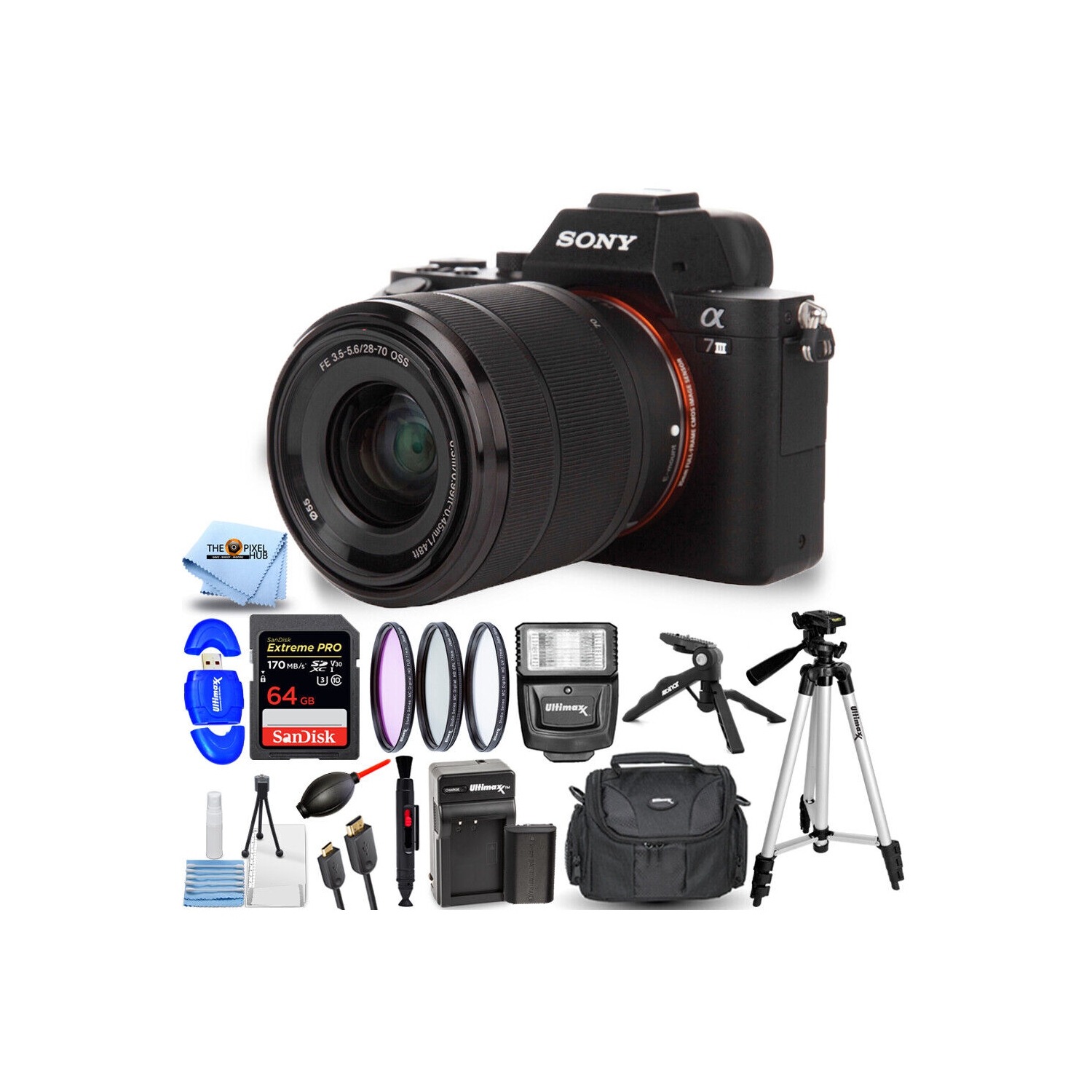 Sony Alpha a7 III Mirrorless Digital Camera with 28-70mm - 14PC Accessory Bundle
