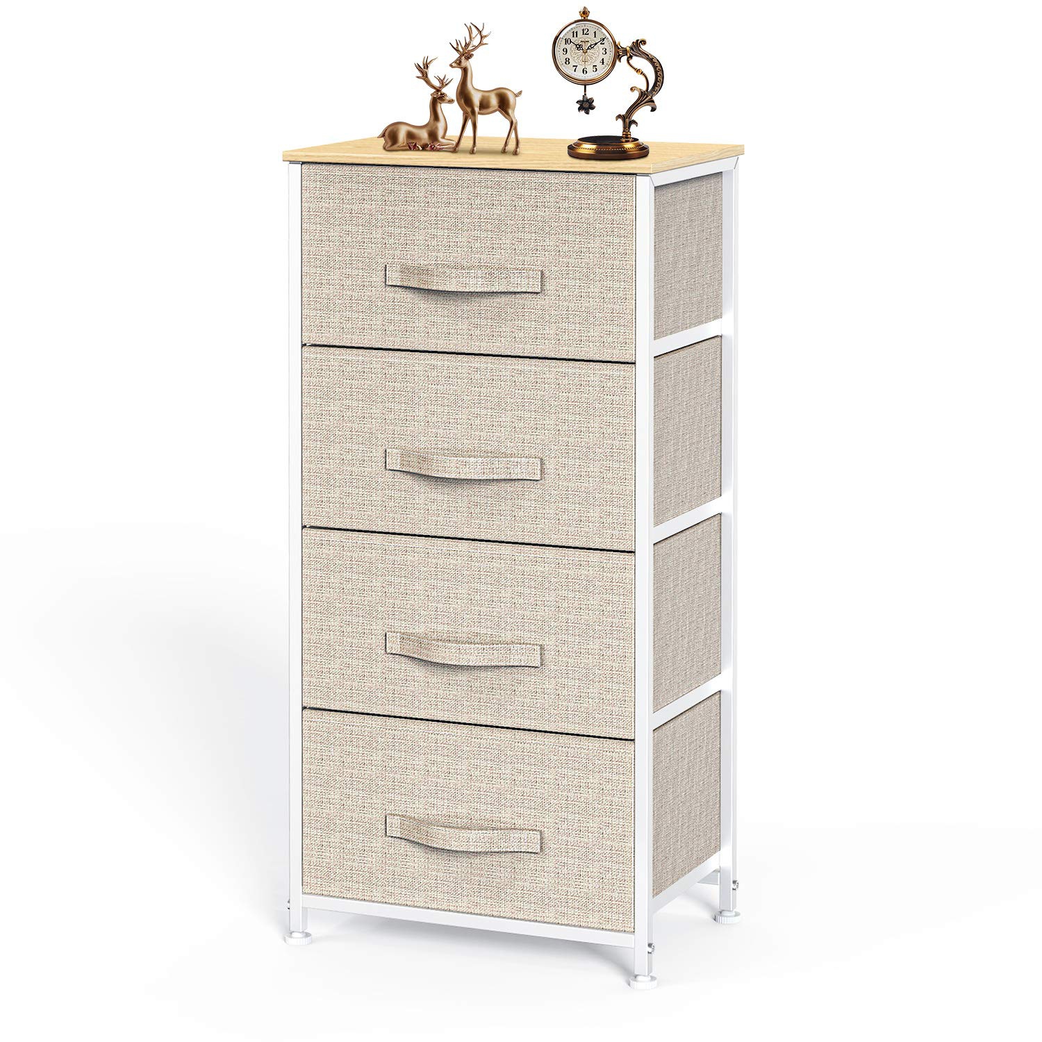 Furniture One 4 Drawer Fabric Dresser Beige