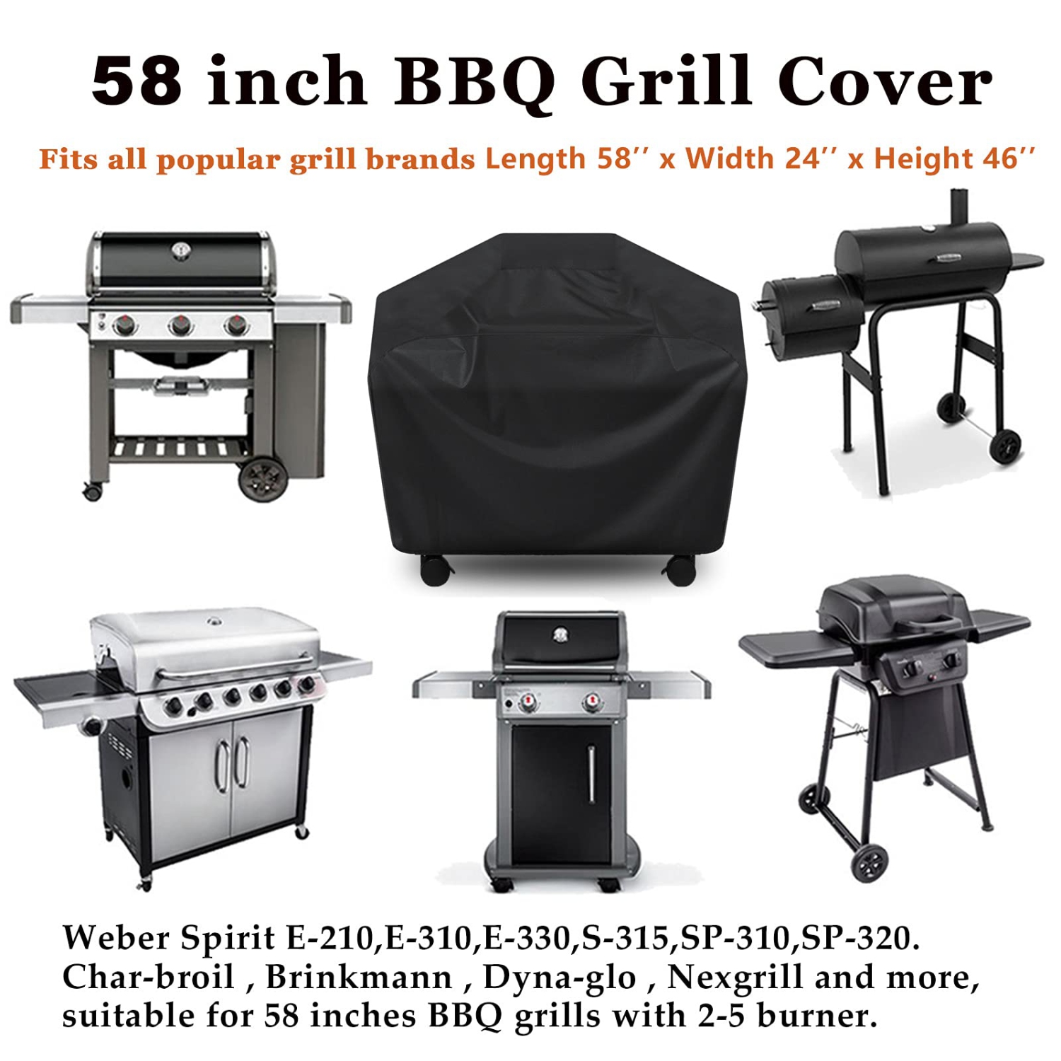 Furniture One BBQ Cover 58 inch Black