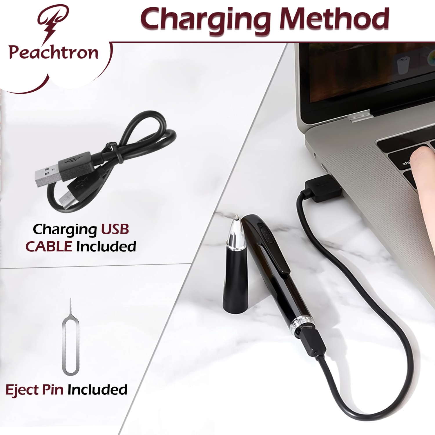 PEACHTRON Portable 1080P Camera Pen with 64GB SD Card