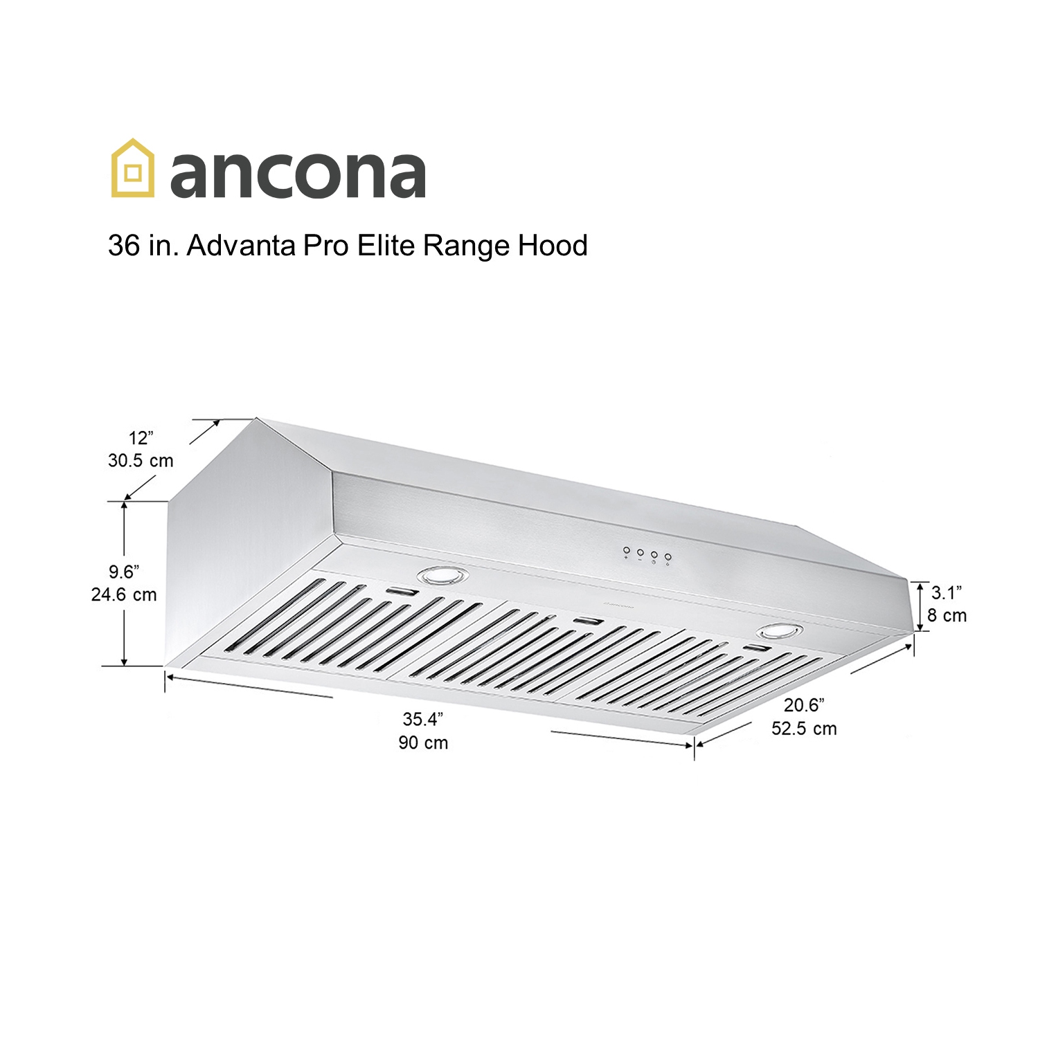 Ancona hotte de cuisine sous armoire de 36" Advanta Pro Elite