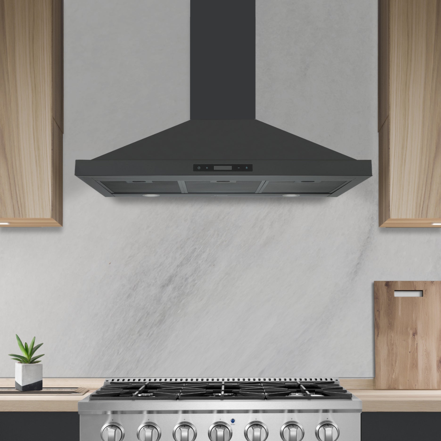 Ancona 36" 450 CFM Convertible Wall Mount Pyramid Range Hood in Black Stainless Steel