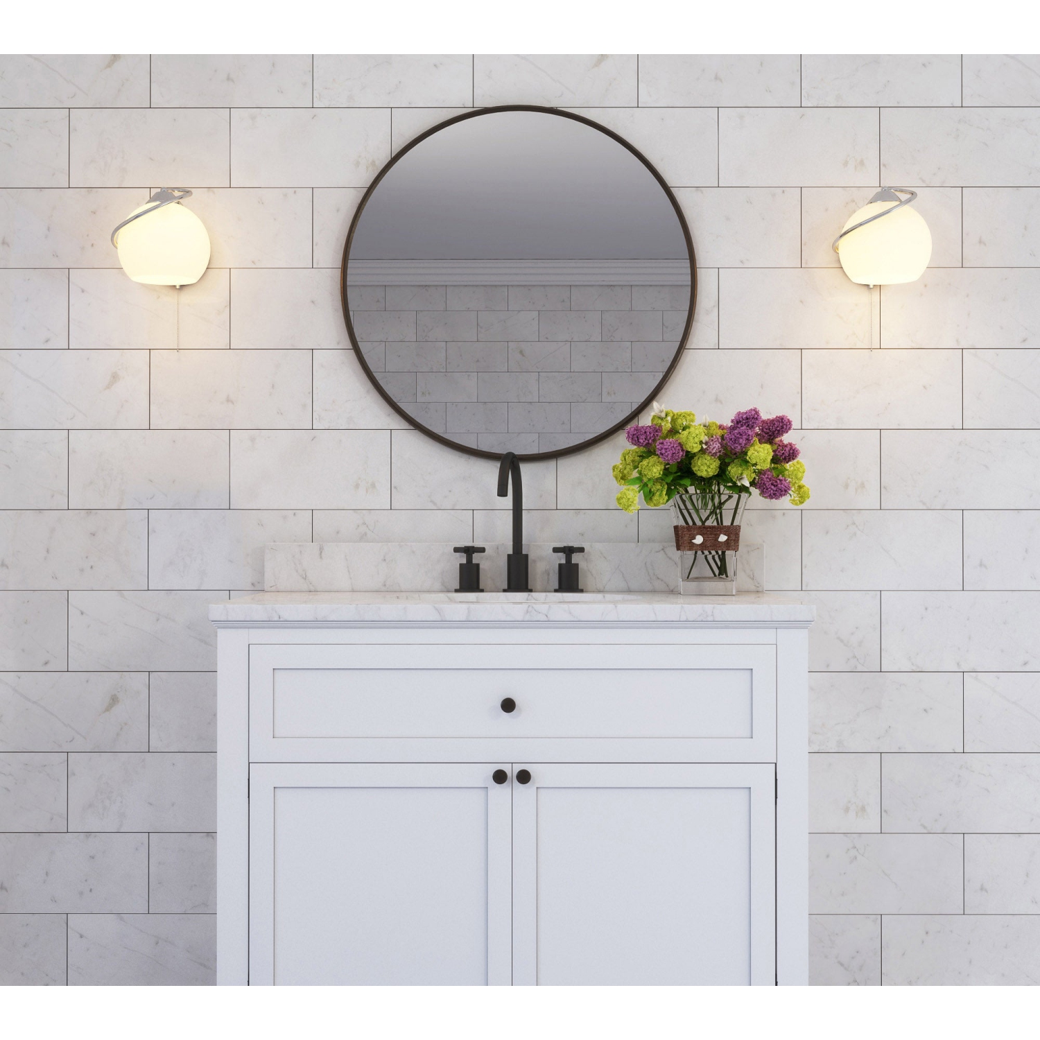 Robinet de salle de bain à 2 manettes généralisées Ancona Prima 3, noir mat