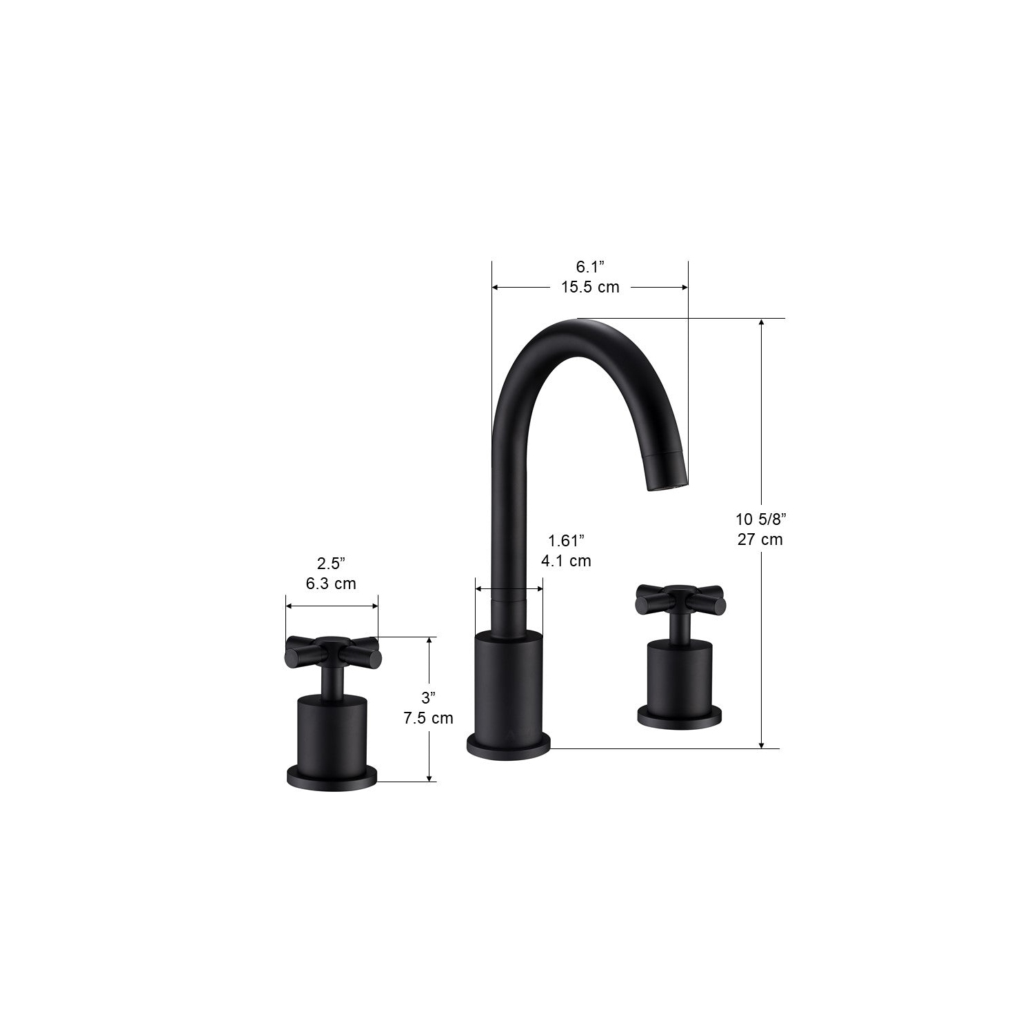 Robinet de salle de bain à 2 manettes généralisées Ancona Prima 3, noir mat