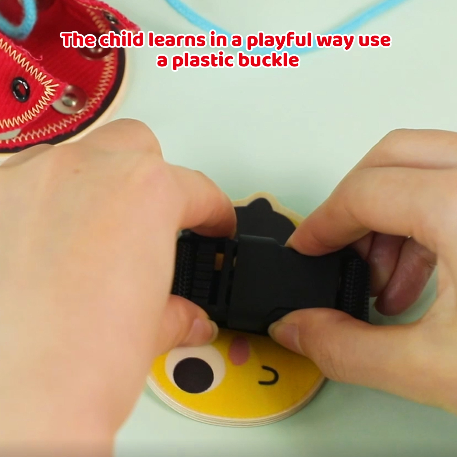 TOOKYLAND Wooden Basic Skills Board - 5pcs - Learn to Lace, Tie, Snap and Button, Ages 3+