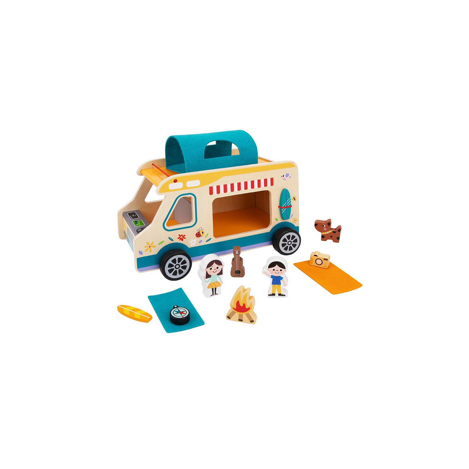 TOOKYLAND Camper Van Play Set - 13pcs - Toy RV Caravan for Kids, Ages 3+