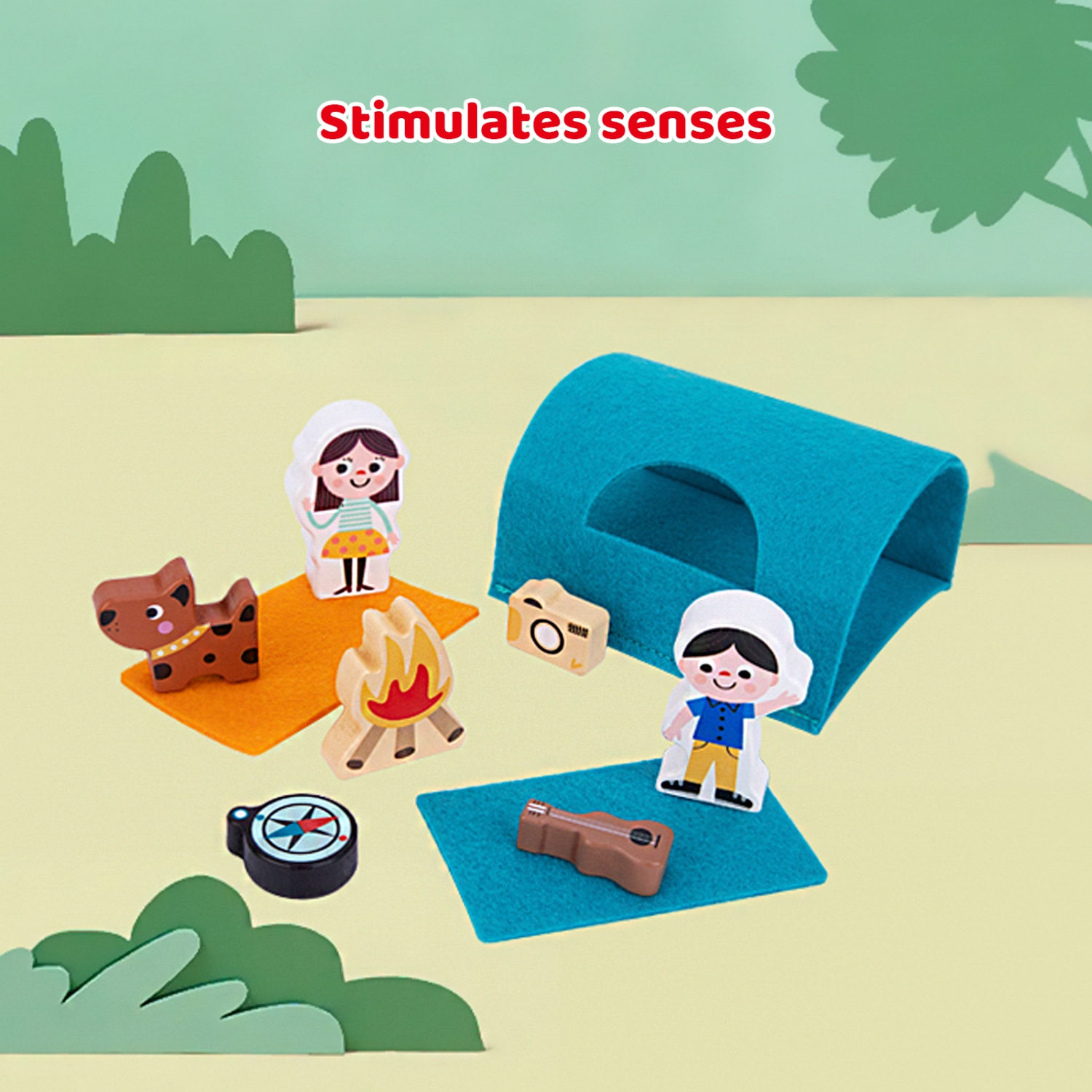 TOOKYLAND Camper Van Play Set - 13pcs - Toy RV Caravan for Kids, Ages 3+