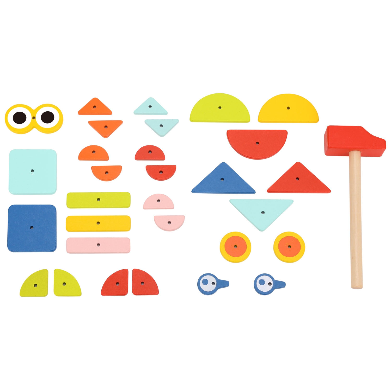 TOOKYLAND Wooden Tap Nailing Game - 82pcs Hammer and Nails Pounding Toy, Ages 4+