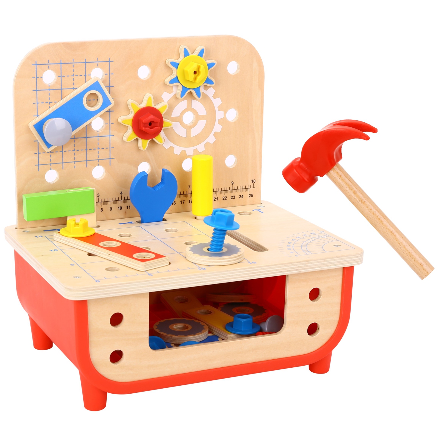 TOOKYLAND Établi en Bois pour Enfants - 31pcs - Ensemble de Banc à Outils Jouet, 3 Ans et +