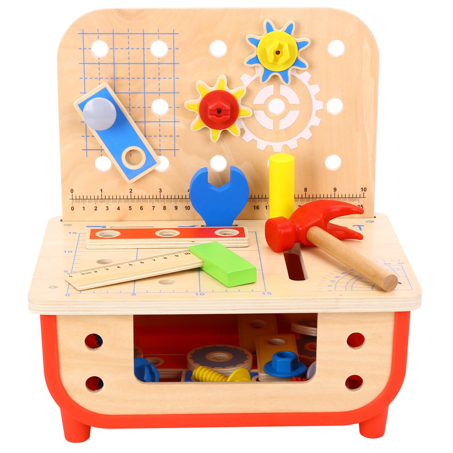 TOOKYLAND Établi en Bois pour Enfants - 31pcs - Ensemble de Banc à Outils Jouet, 3 Ans et +