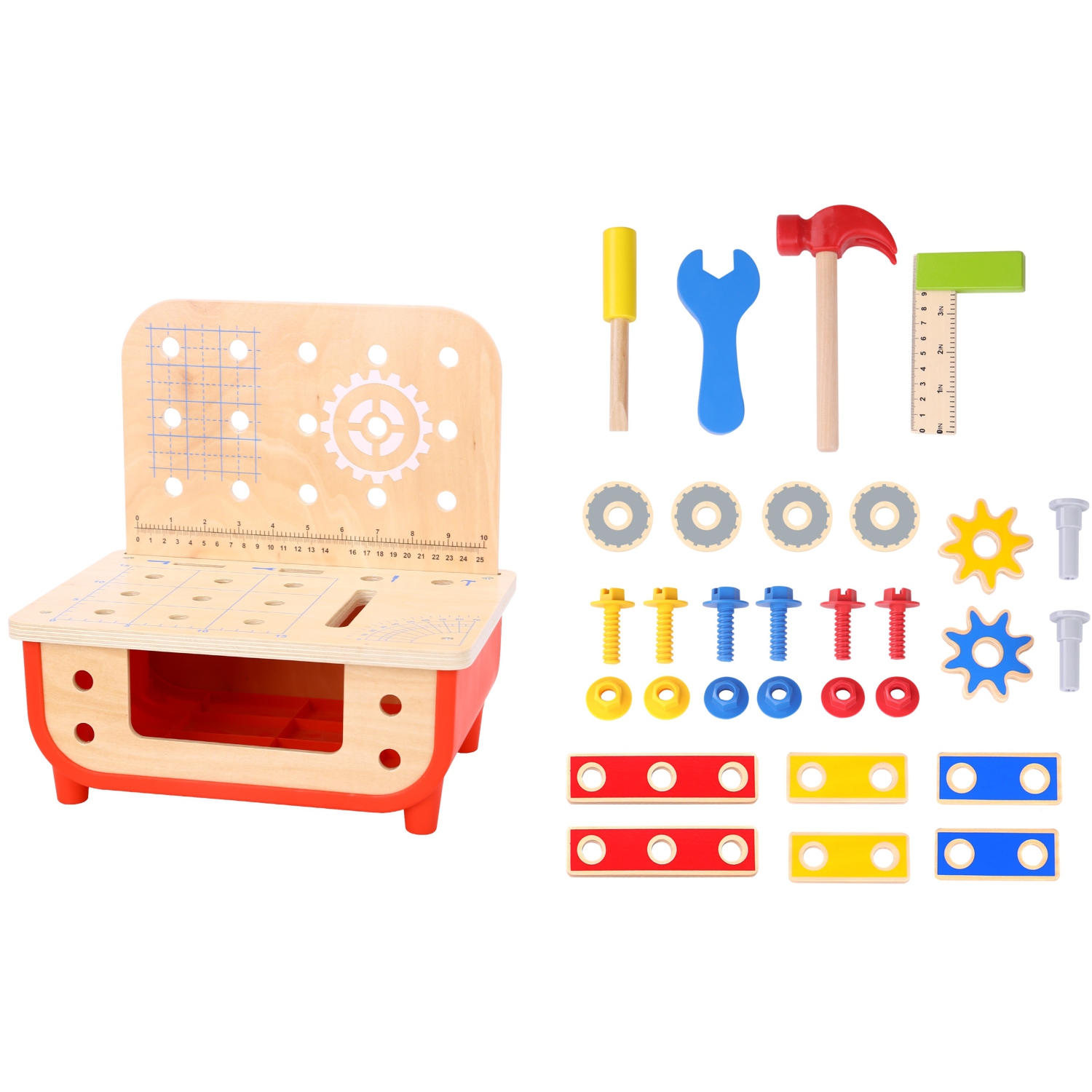TOOKYLAND Établi en Bois pour Enfants - 31pcs - Ensemble de Banc à Outils Jouet, 3 Ans et +